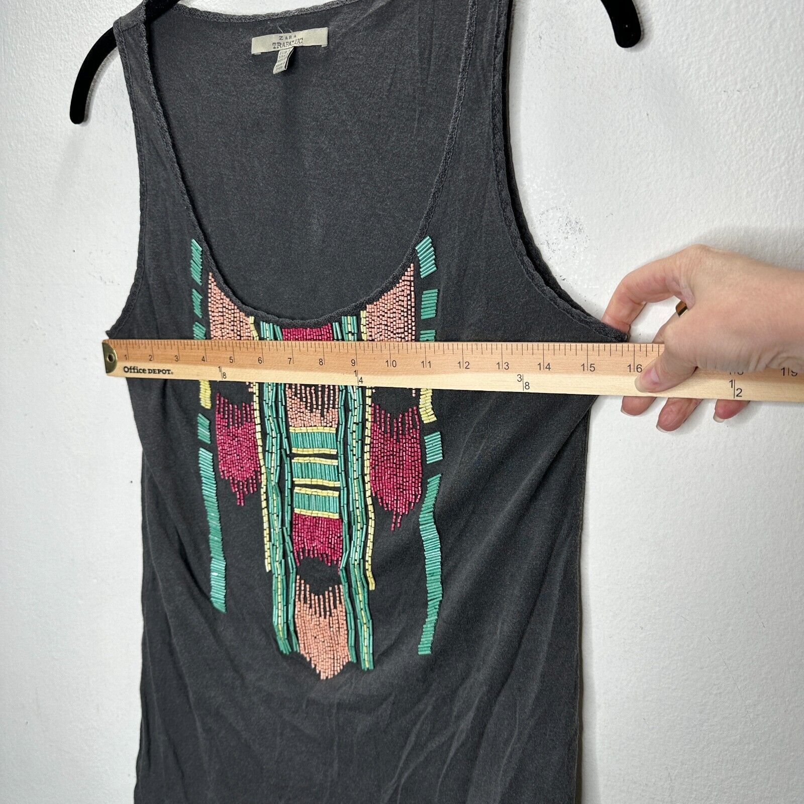 Zara Zara Trafaluc Gray Multicolor Beaded Aztec Design Top SM Size S / US 4 / IT 40 - 8 Thumbnail