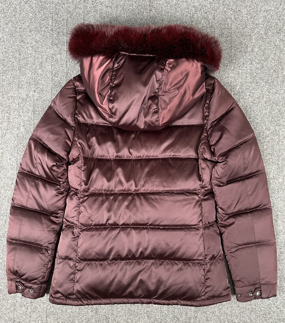 Prada Prada - 09 Down Zip-Up Nylon Hooded Jacket Fox Fur - Maroon Size M / US 6-8 / IT 42-44 - 4 Thumbnail
