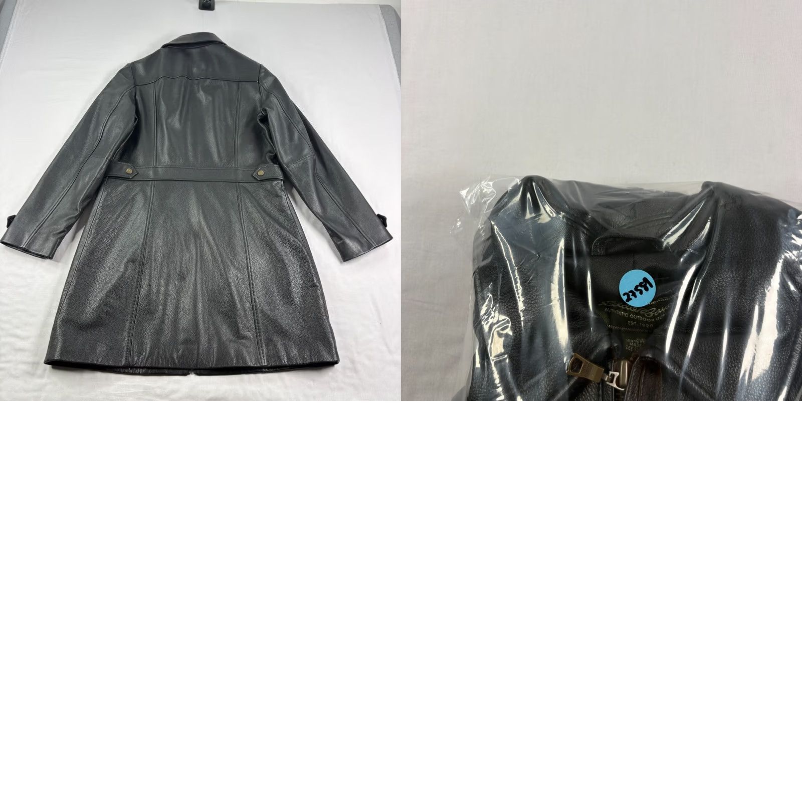 Eddie Bauer VINTAGE Eddie Bauer Leather Coat Womens Black Medium Petite Full Zip Trench Jacket Size M / US 6-8 / IT 42-44 - 8 Thumbnail