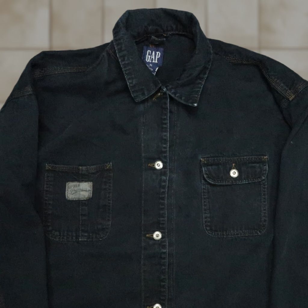 Gap VINTAGE Gap Jacket Mens XL Blue Denim Chore Field Coat Overcoat Long Coat Pockets Winter Fall 90s Mens Size US XL / EU 56 / 4 - 1 Thumbnail