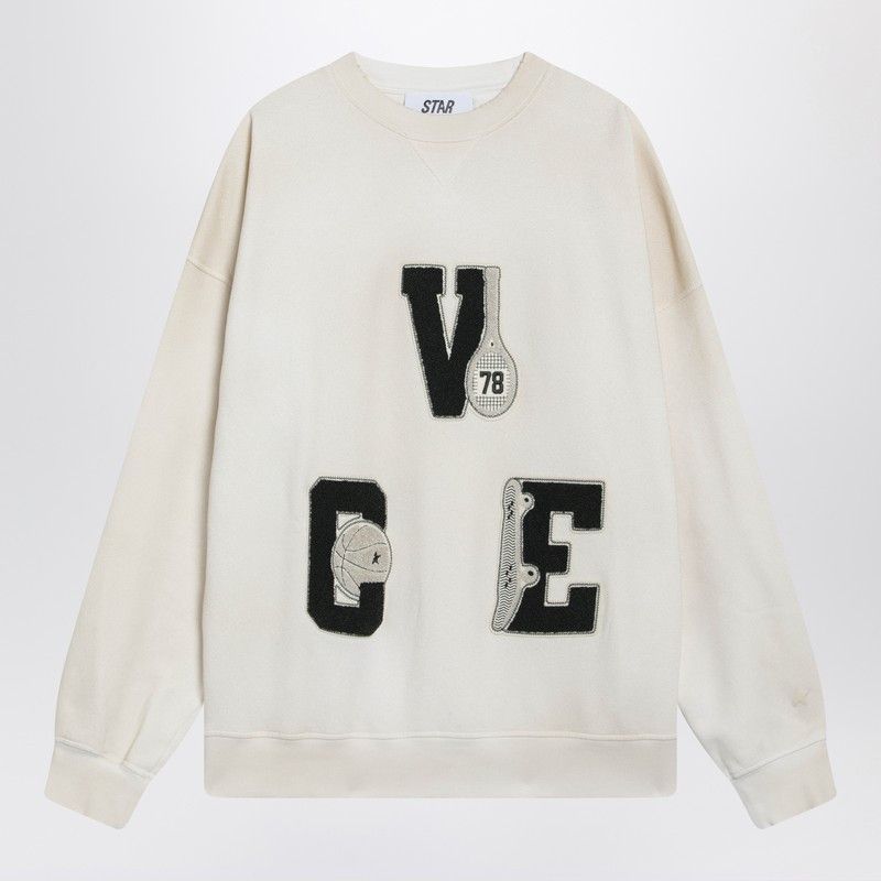 Golden Goose Golden Goose White Crewneck Sweatshirt With Patches Size S / US 4 / IT 40 - 1 Thumbnail