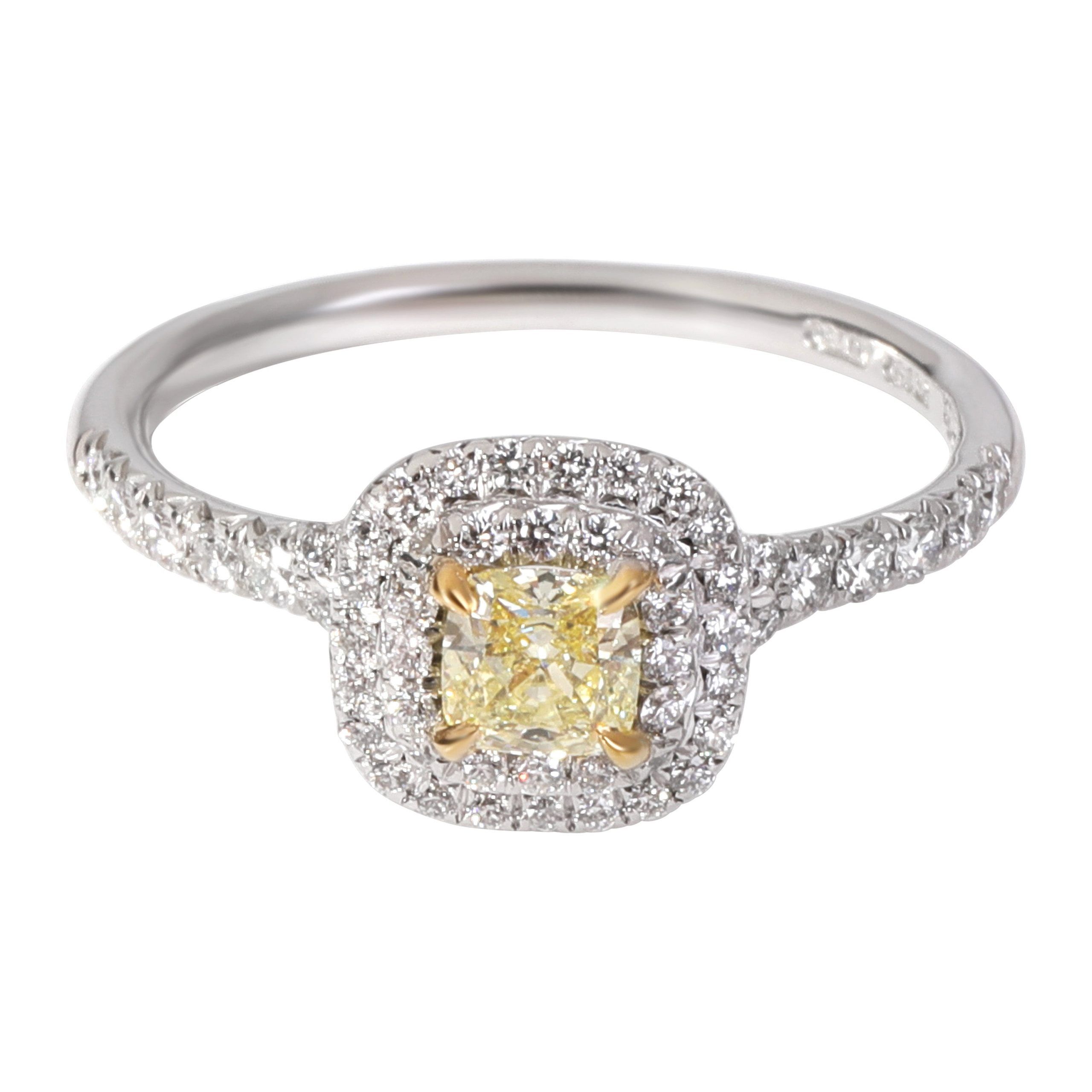 image of Tiffany Co Tiffany & Co. Soleste Fancy Yellow Diamond Engagement Ring In Platinum 0.56 Ctw, Women's