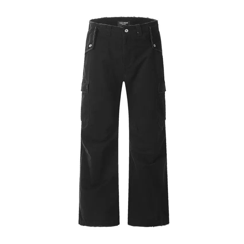 Designer × Japanese Brand Black Washed Baggy Casual Denim Trousers Size US 33 - 4 Thumbnail