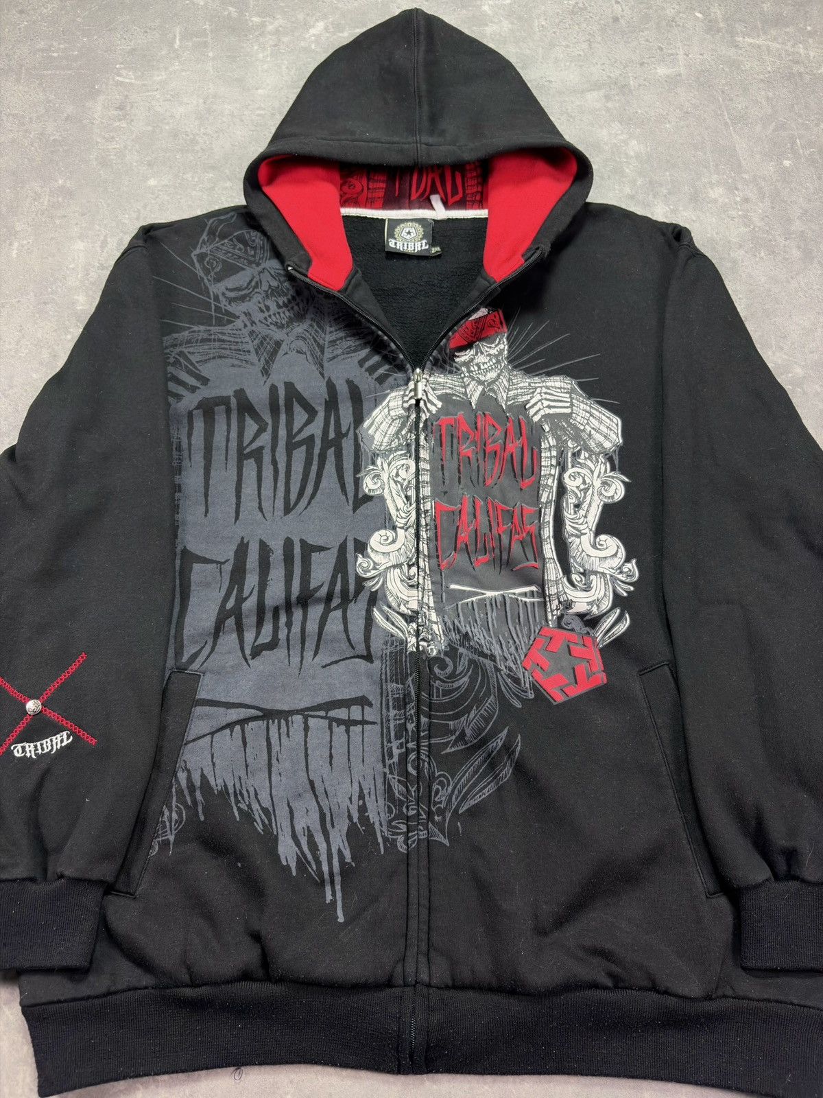 Tribal Streetwear Tribal Gear Printed Skull Baggy Zip Hoodie XXL Affliction Size US XXL / EU 58 / 5 - 6 Thumbnail