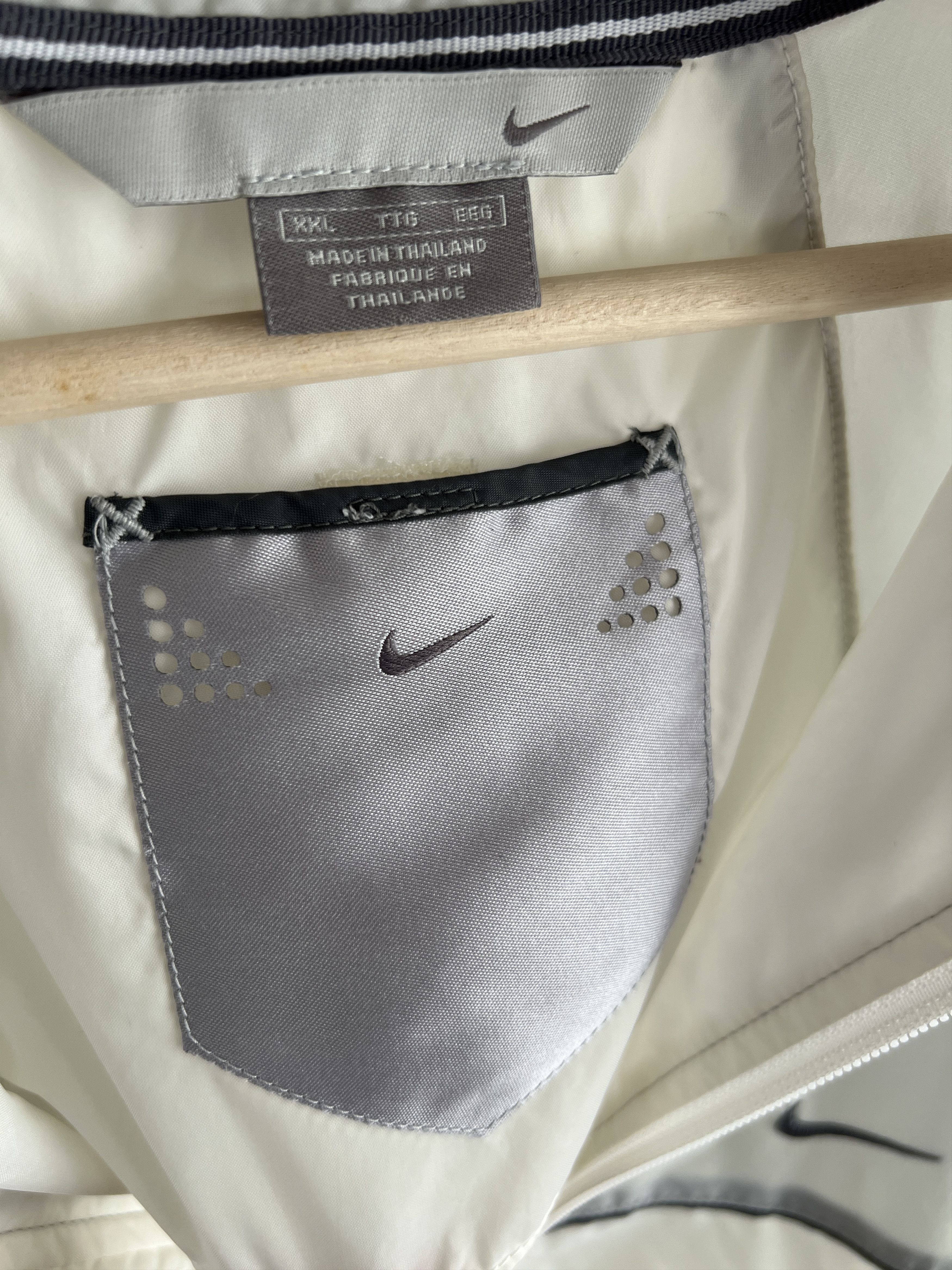 Nike × Vintage Nike Windbreaker Vintage Swoosh Zipper Cream Y2K Drill Size US XXL / EU 58 / 5 - 8 Thumbnail