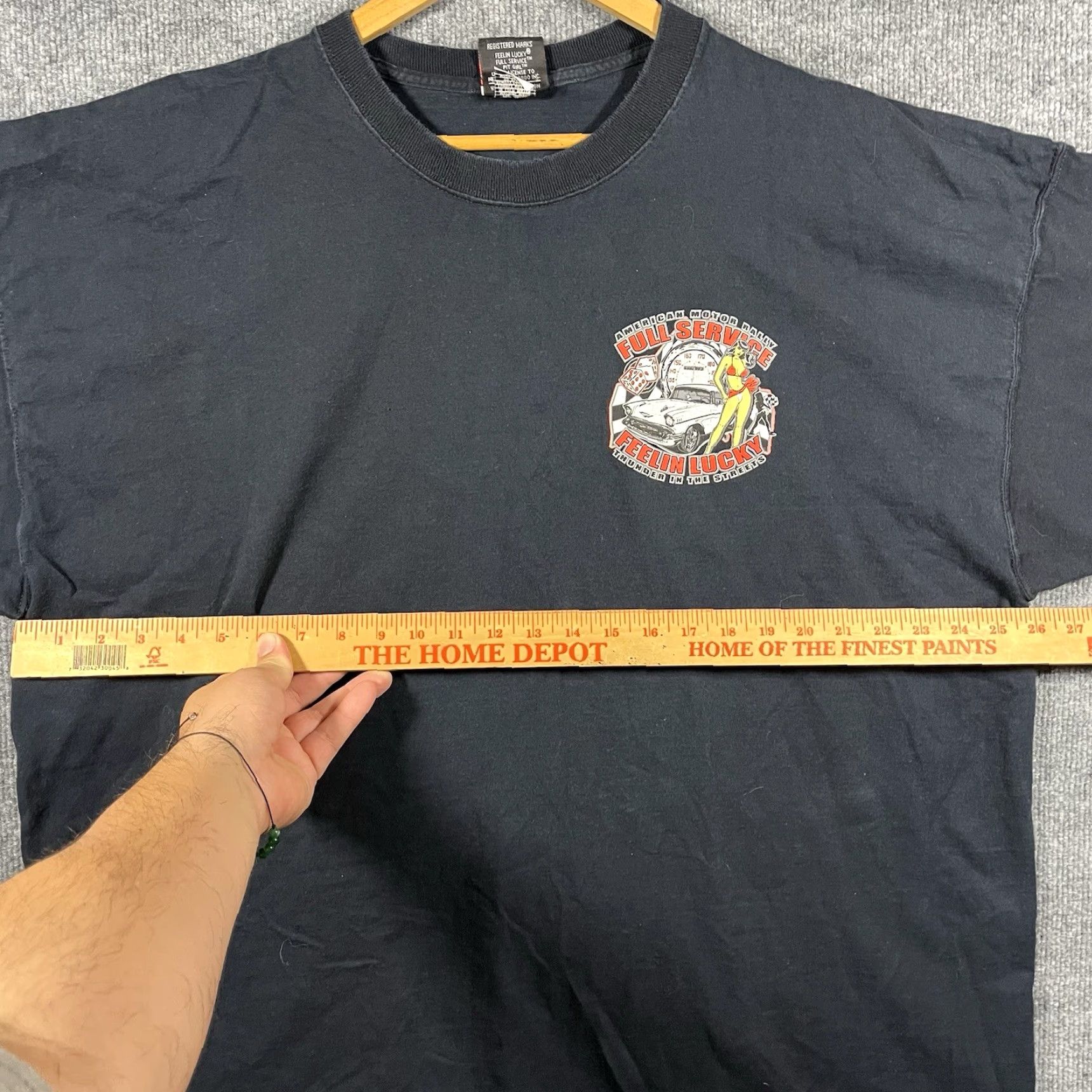 Vintage VINTAGE Feelin Lucky Full Service Pit Pinup Girl Tee Shirt Mens 3XL Black Biker Shirt 90s Size US XXL / EU 58 / 5 - 7 Thumbnail