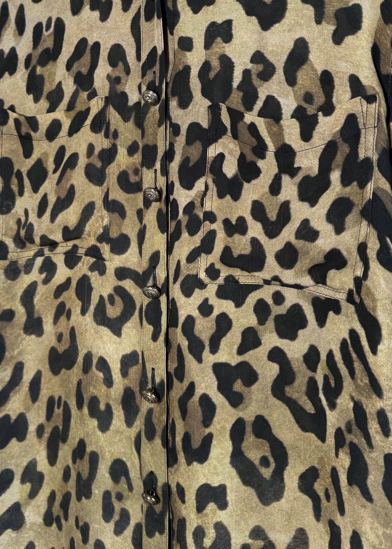 Balmain Balmain Beige Leopard Print Silk Buttoned Blouse Size S / US 4 / IT 40 - 8 Thumbnail