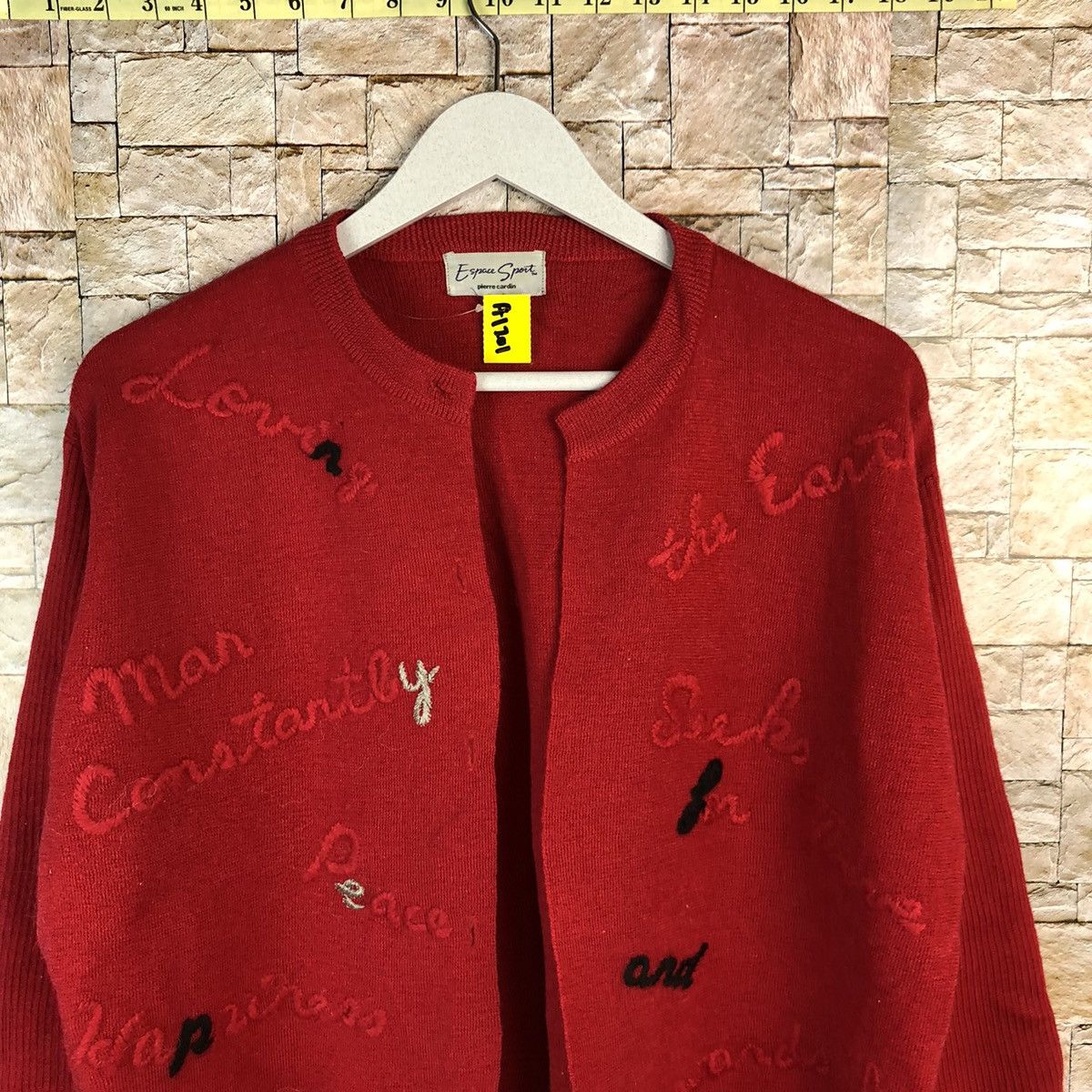 Homespun Knitwear × Pierre Cardin Escape pierre cardin Red Cardigan Knitwear #A1201 Size M / US 6-8 / IT 42-44 - 5 Thumbnail