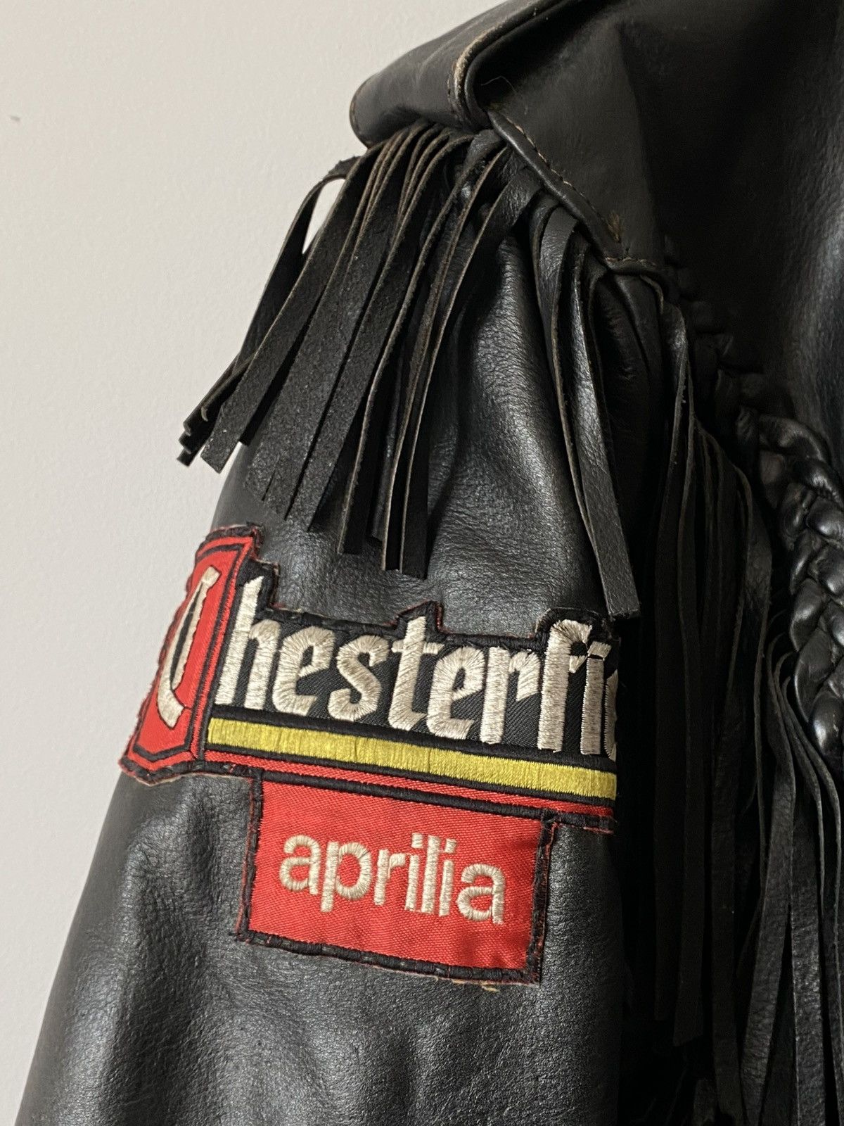 Leather Rare Chesterfield Aprilla Biker Leather Jacket Trims 80s 90s Size US M / EU 48-50 / 2 - 10 Thumbnail