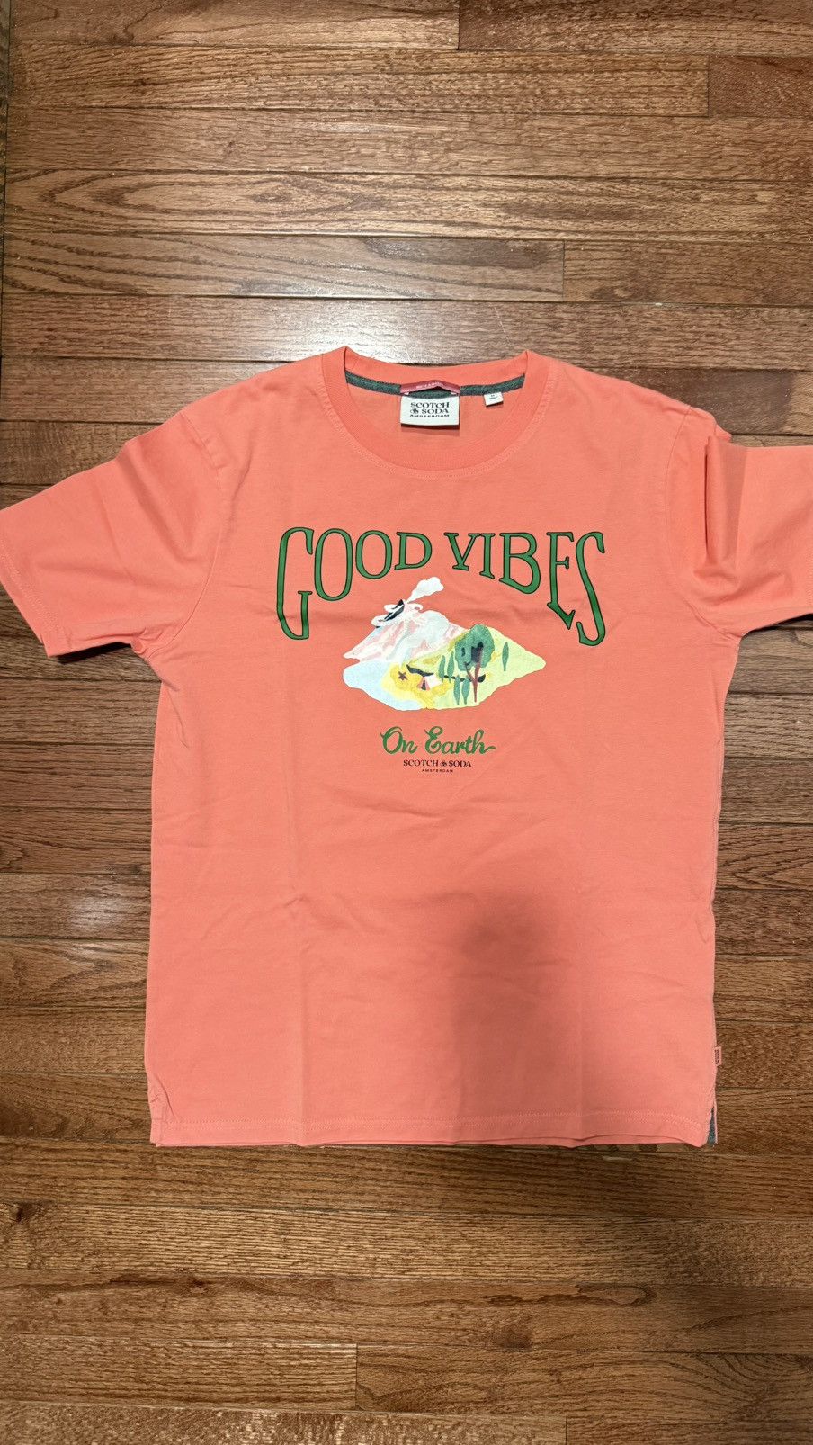 Scotch & Soda Scotch & Soda Coral 'Good Vibes' Graphic Tee - Medium Size US M / EU 48-50 / 2 - 1 Thumbnail