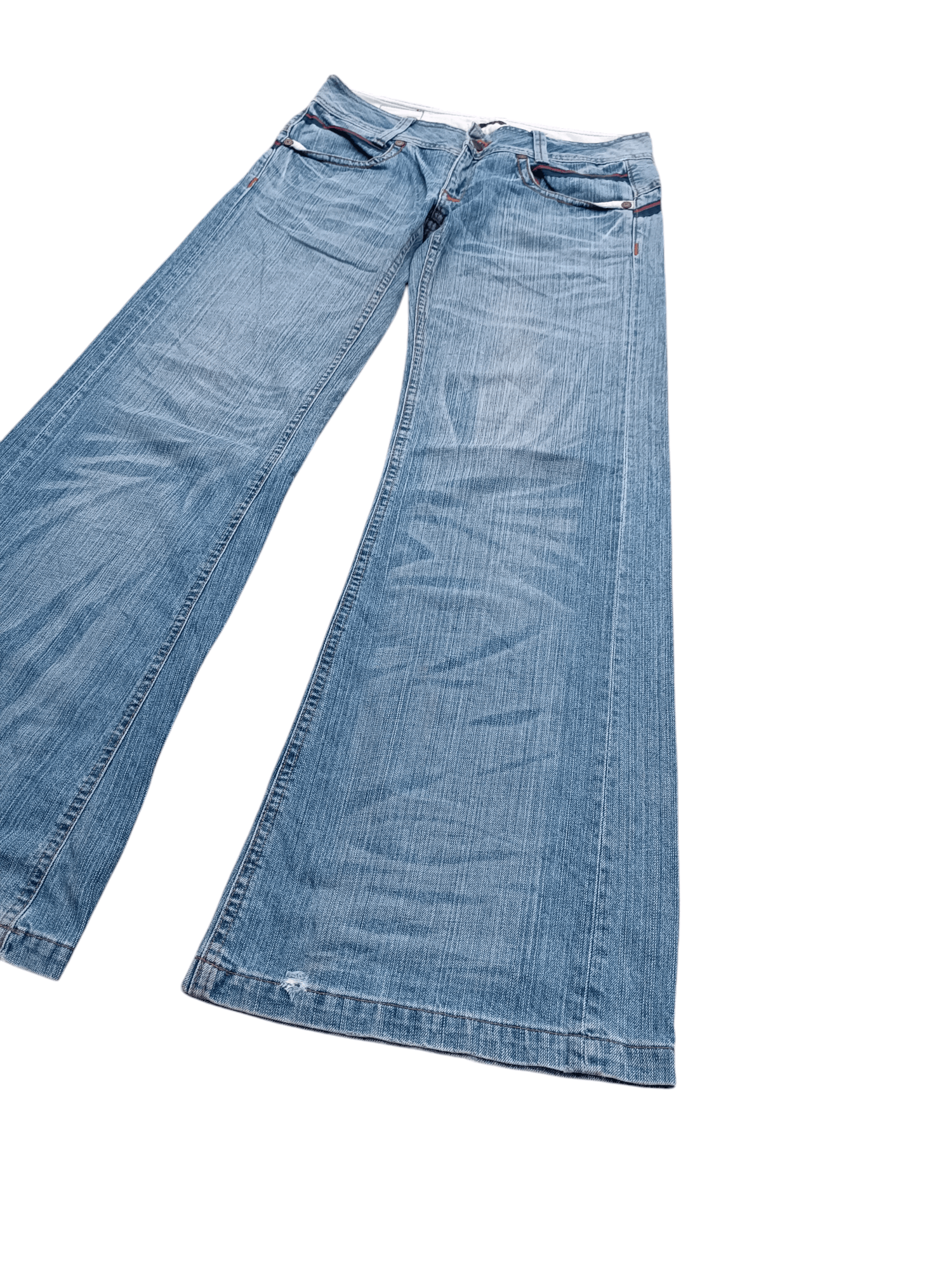 Japanese Brand SUPER FLARED🔥Et Boite Whiskers Faded Low Rise Boot Cut Size US 32 / EU 48 - 1 Thumbnail