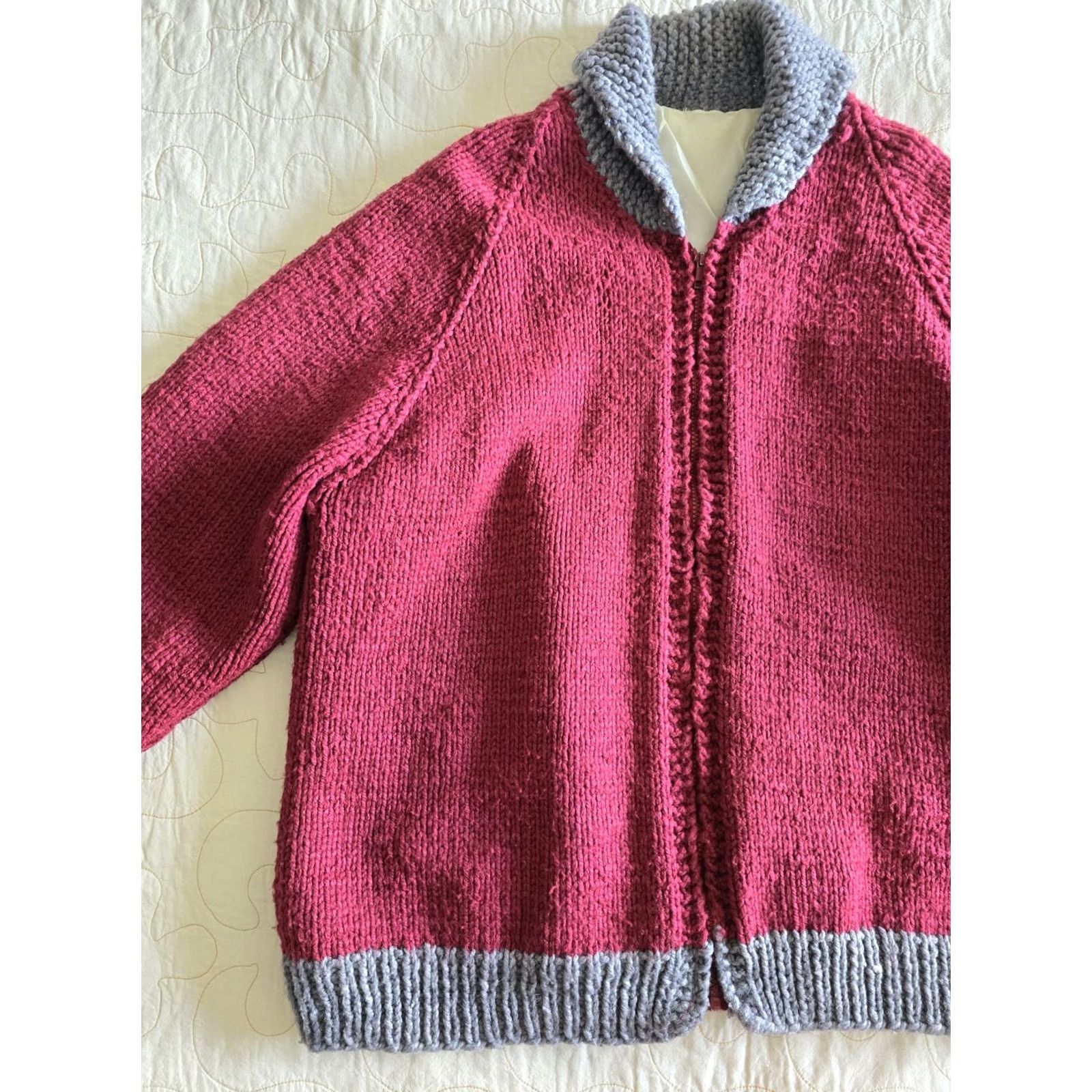 Vintage VINTAGE 70s Cowichian-style Sweater Jacket Mens 2XL Wool Blend Maroon Gray Talon Zipper Size US XXL / EU 58 / 5 - 3 Thumbnail