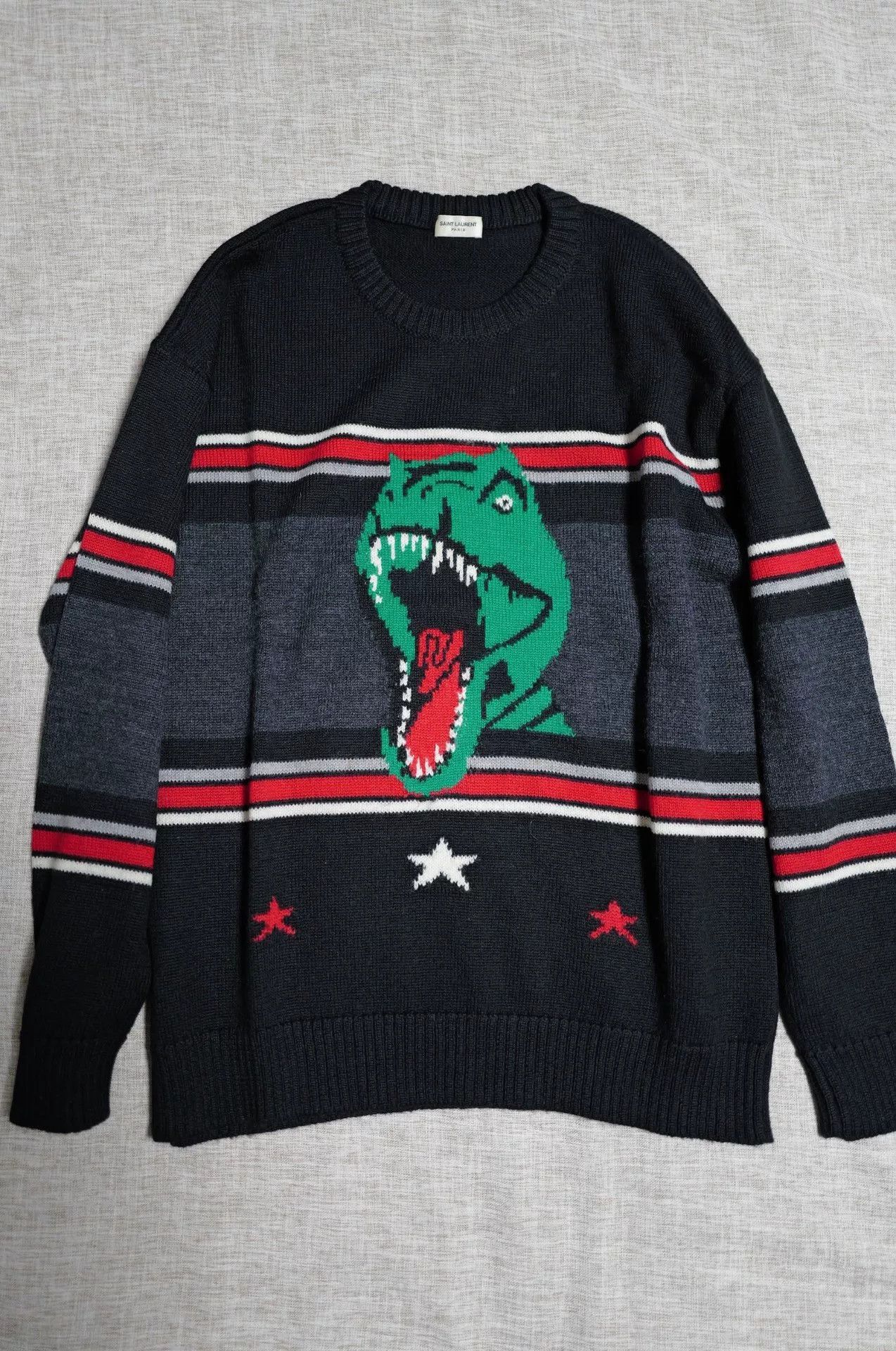 Saint Laurent Paris Saint Laurent Black Oversized Dinosaur Sweater. Size US XL / EU 56 / 4 - 1 Thumbnail