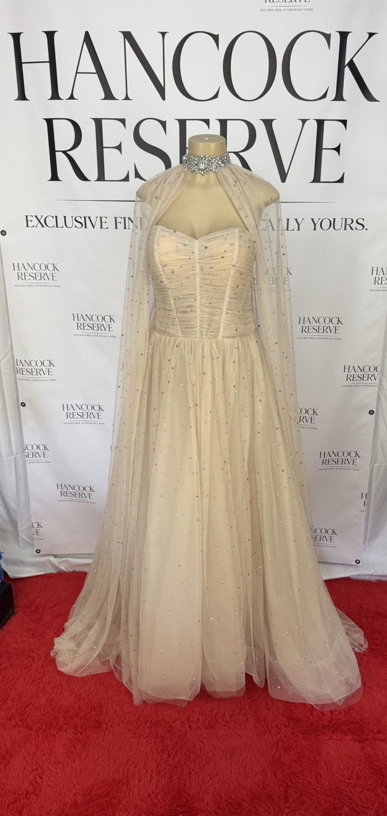 Other Tarik Ediz “Edmon” Crystal Cape Gown –size 14 Size XL / US 12-14 / IT 48-50 - 4 Thumbnail