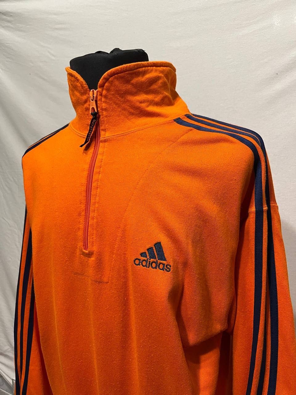 Adidas × Vintage Adidas Men's 3 Stripe Half Zip Crew Sweater in Orange/Black Size US M / EU 48-50 / 2 - 3 Thumbnail