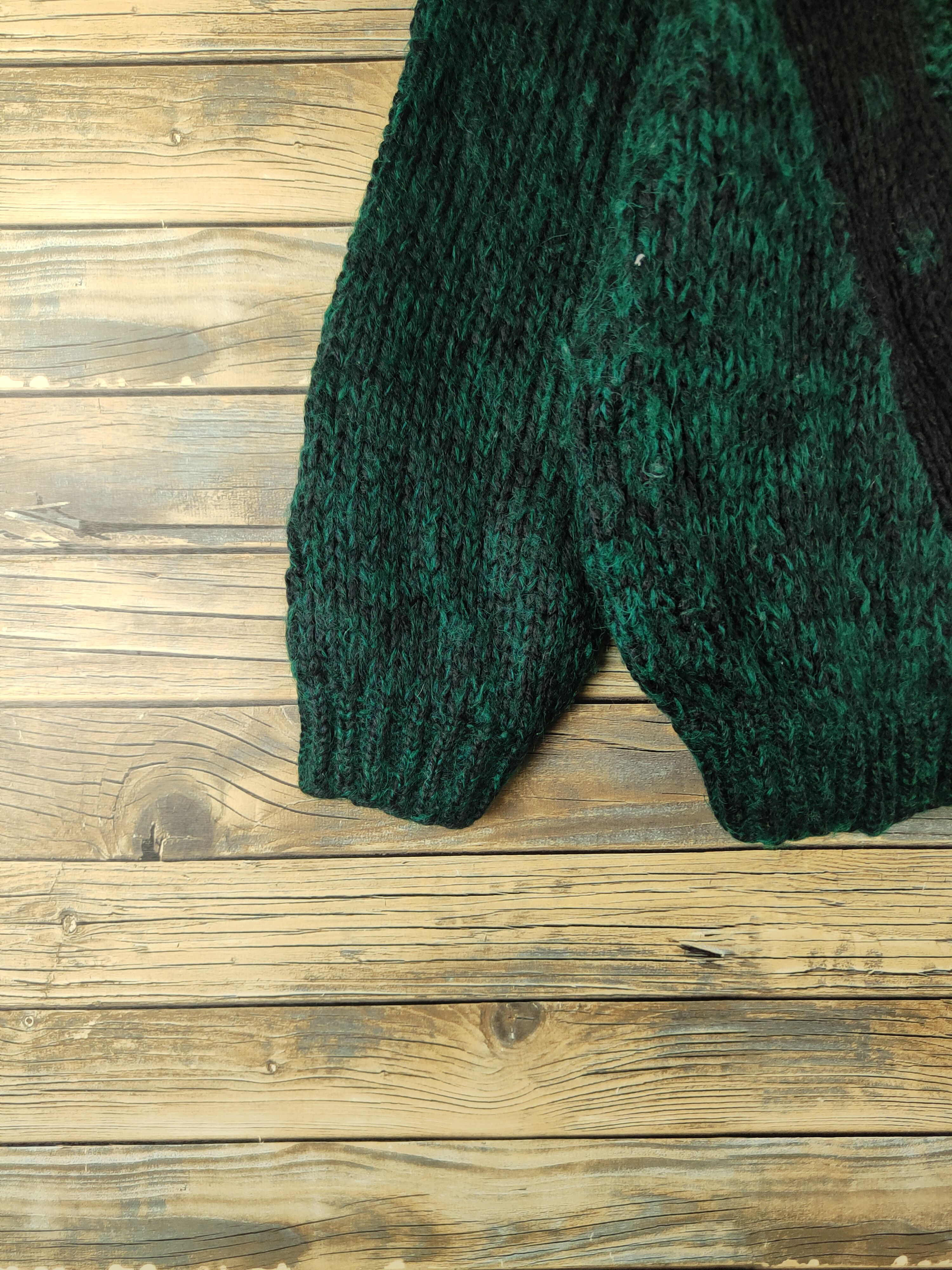 Handmade DL Japan hand knitting vintage Green Sweatshirts #46-436 Size US M / EU 48-50 / 2 - 4 Thumbnail