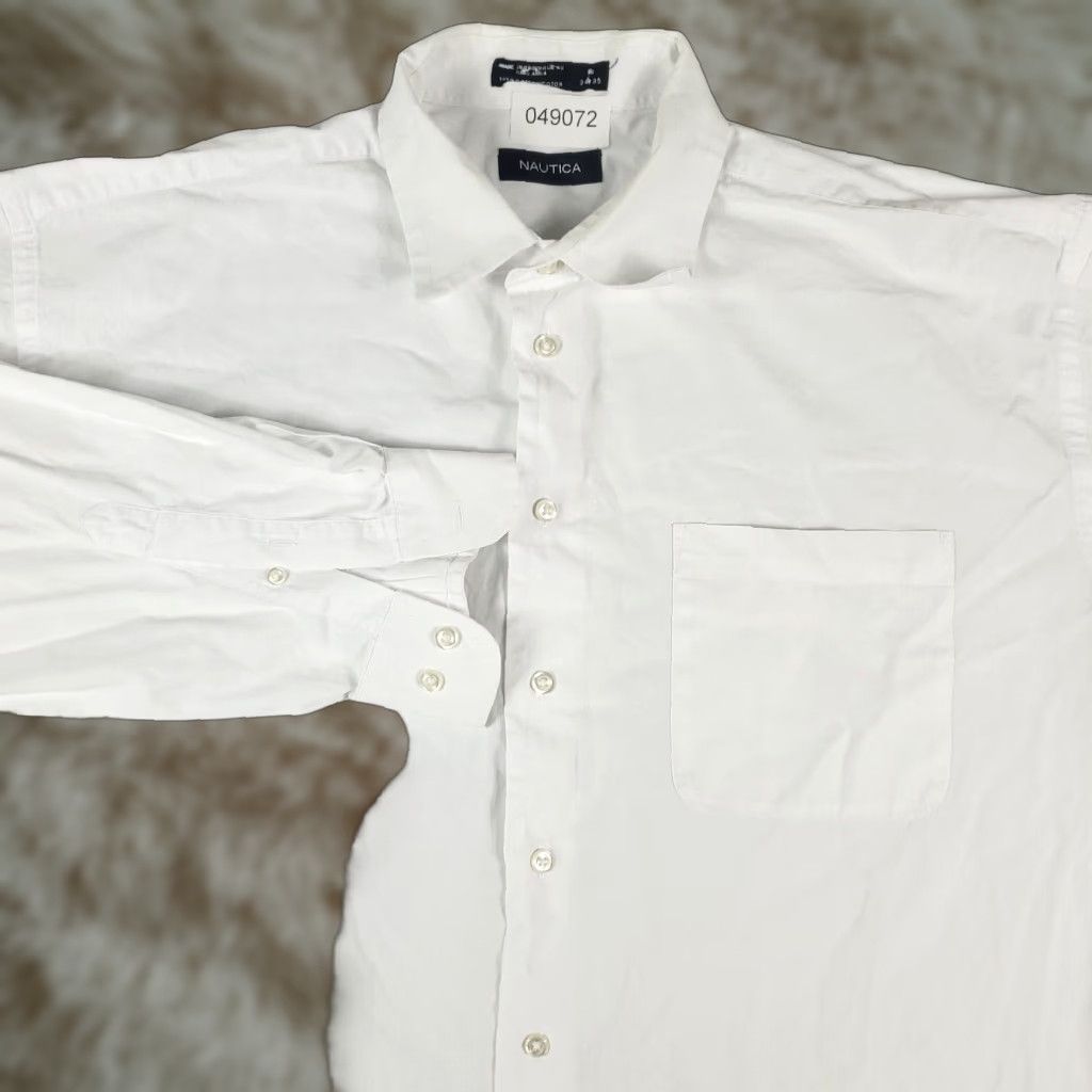 Nautica VINTAGE Nautica Dress Shirt Men Size 18 Long Sleeve White Business Casual Classic Modern Size 48R - 1 Thumbnail