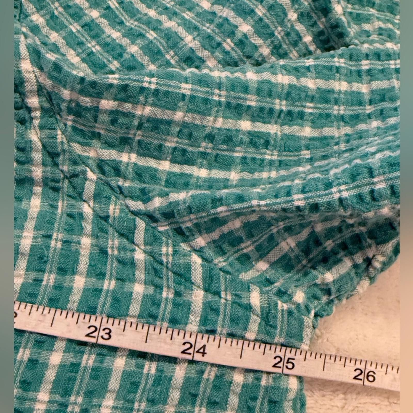 Other Elisabeth plaid button up teal white short sleeve cotton 20 Size 3XL / US 20-22 - 7 Thumbnail