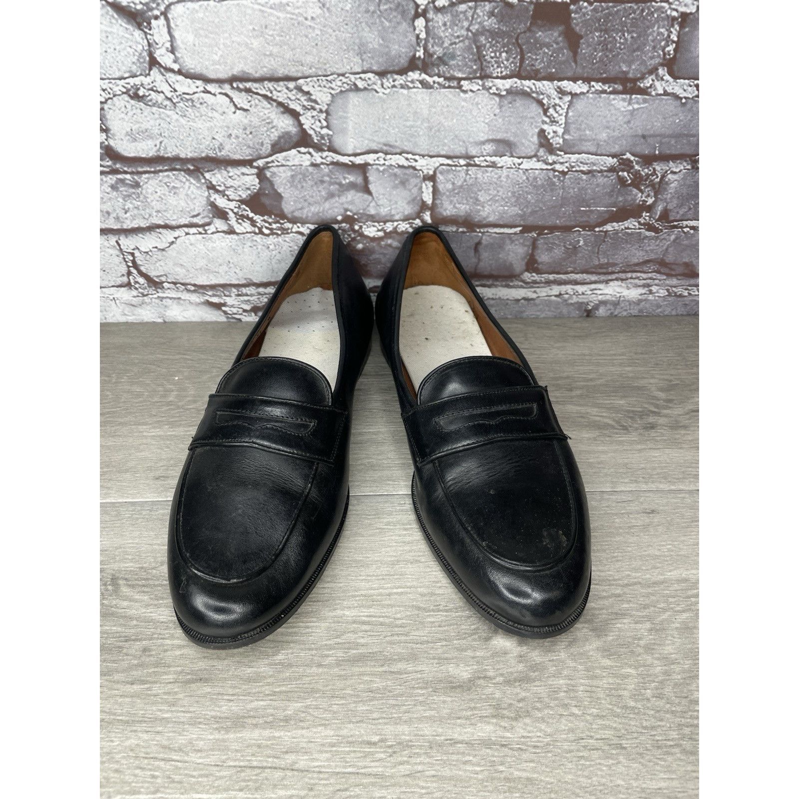 Paolo Mondo Paolo Mando Firenze Black Leather Penny Loafers Dress Shoes Size US 12 / EU 45 - 13 Thumbnail