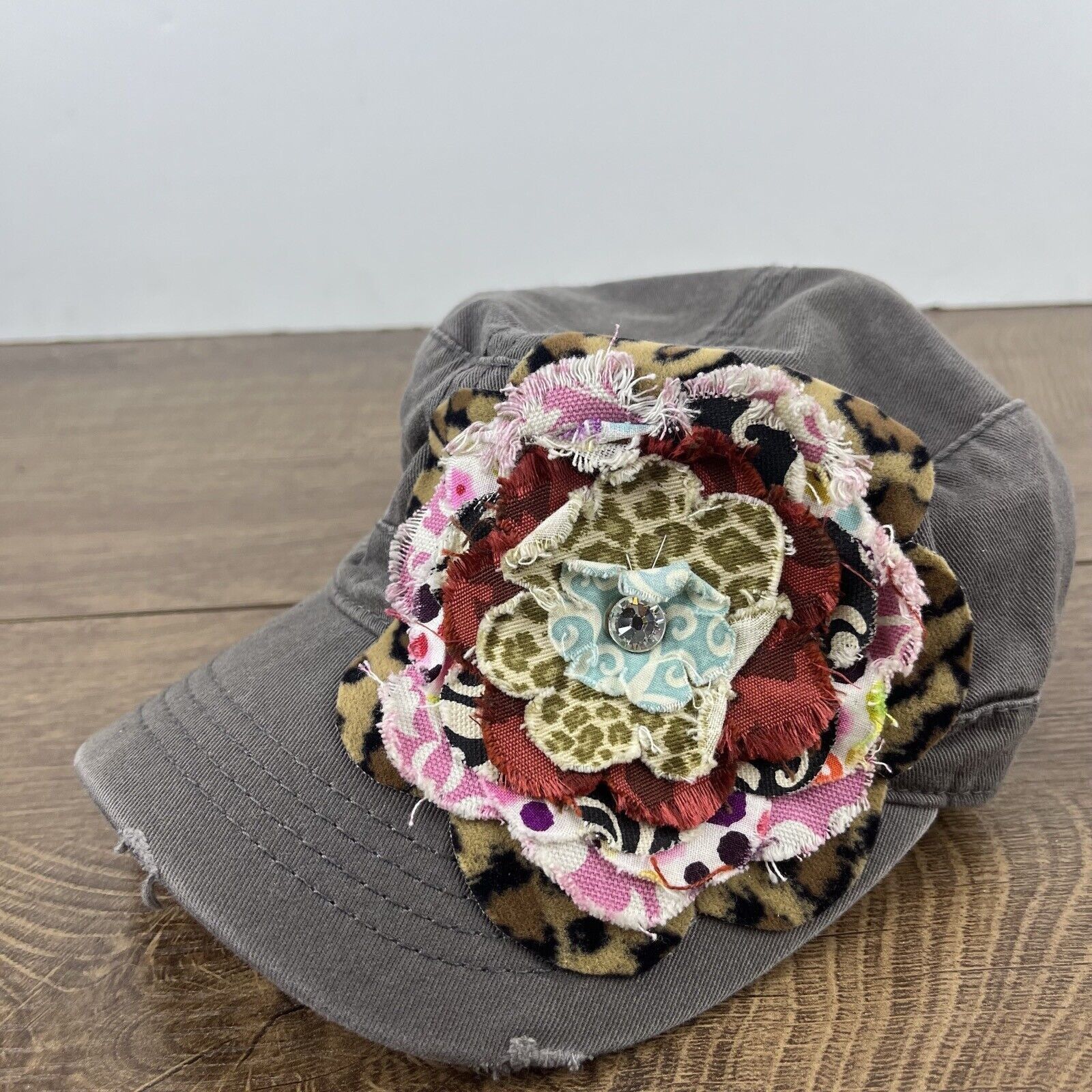 Other Womens Flower Hat Gray Hat Adjustable Hat Gray Adult Hat Size ONE SIZE - 4 Thumbnail