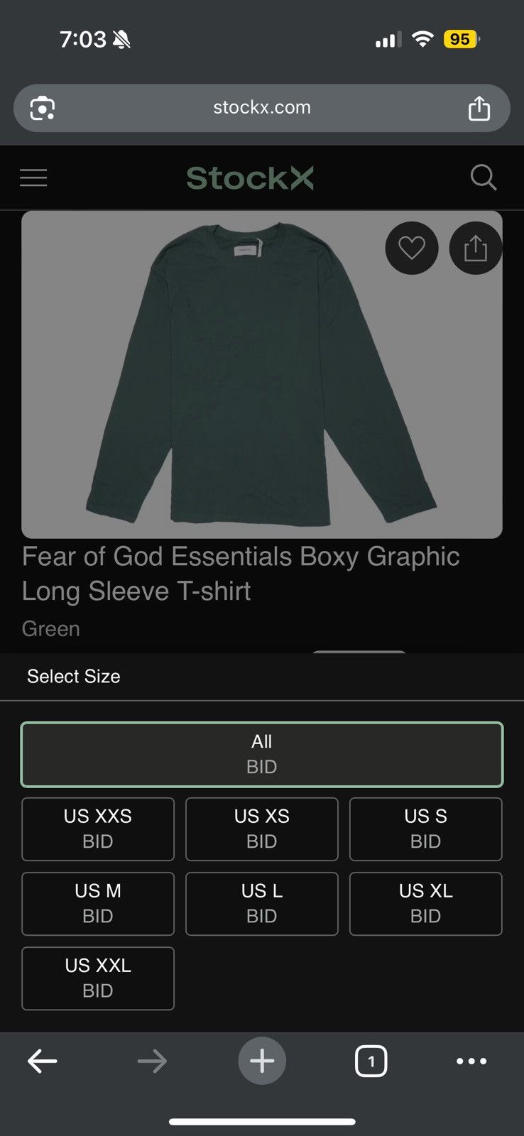Fear of God OG Fear of God Boxy Graphic Long Sleeve Green SZ Small💥 Size US S / EU 44-46 / 1 - 14 Thumbnail