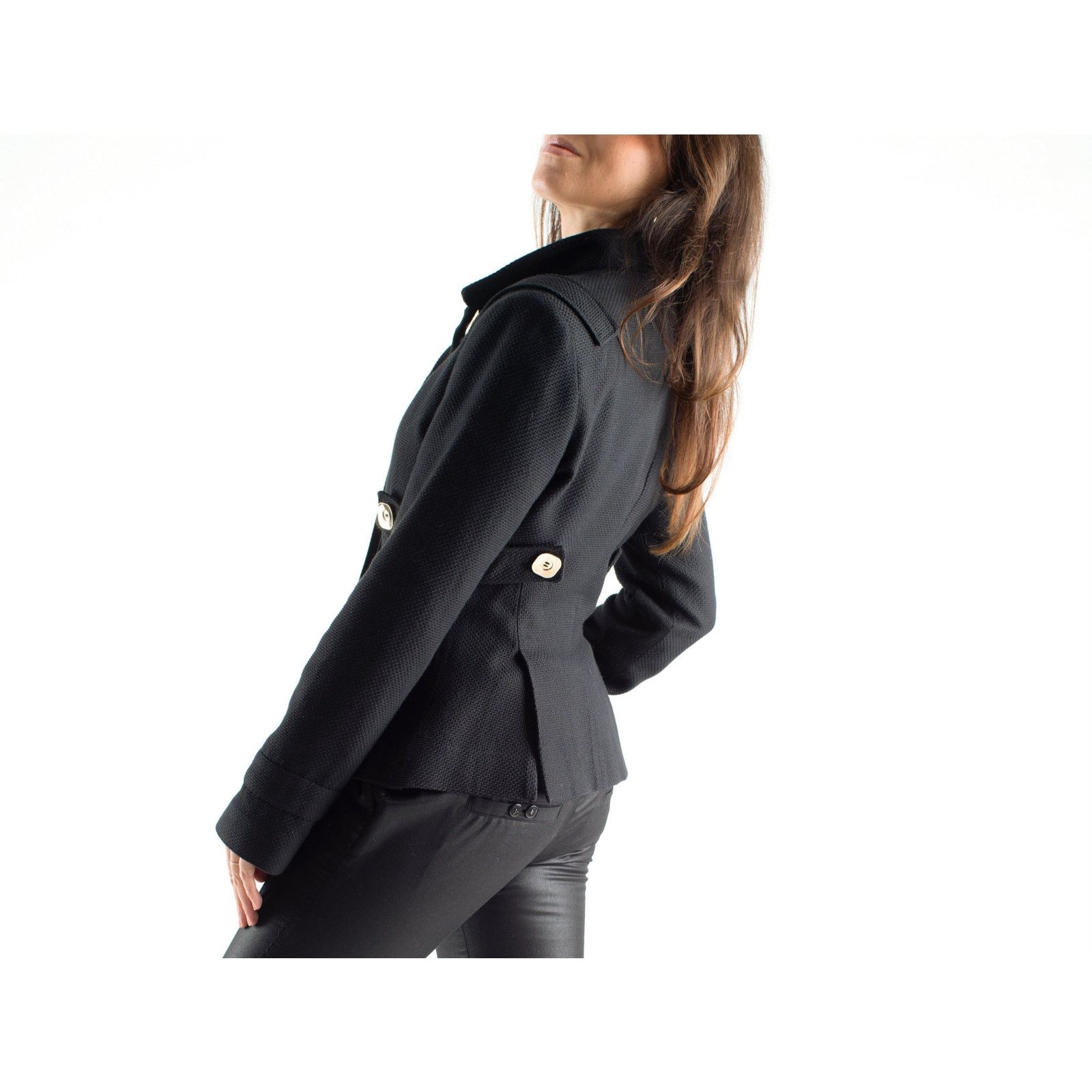 Other Requiem Silk Lined Cotton Blend Black Elegant Jacket Size S / US 4 / IT 40 - 2 Thumbnail