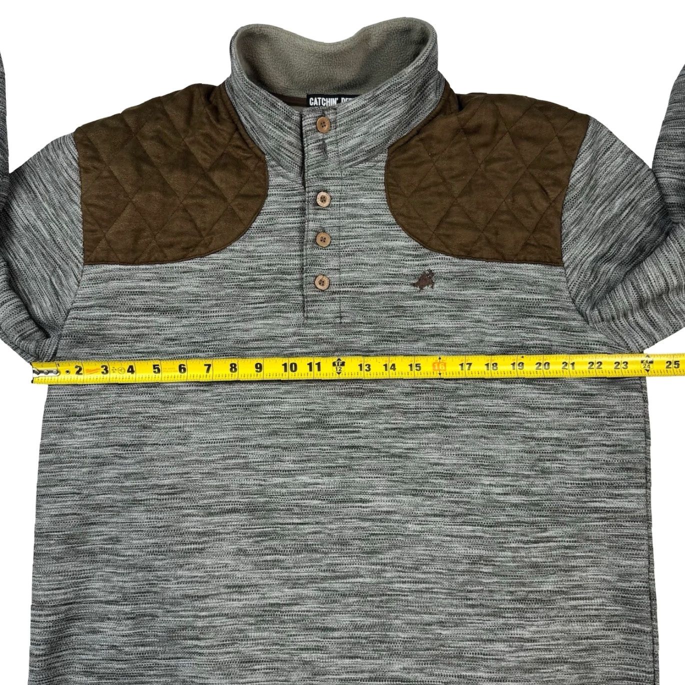 Vintage Catchin' Deers Sweatshirt Men 1/4 Button Pullover XL Gray Mock Neck Long Sleeve Polyester Size US XL / EU 56 / 4 - 6 Thumbnail