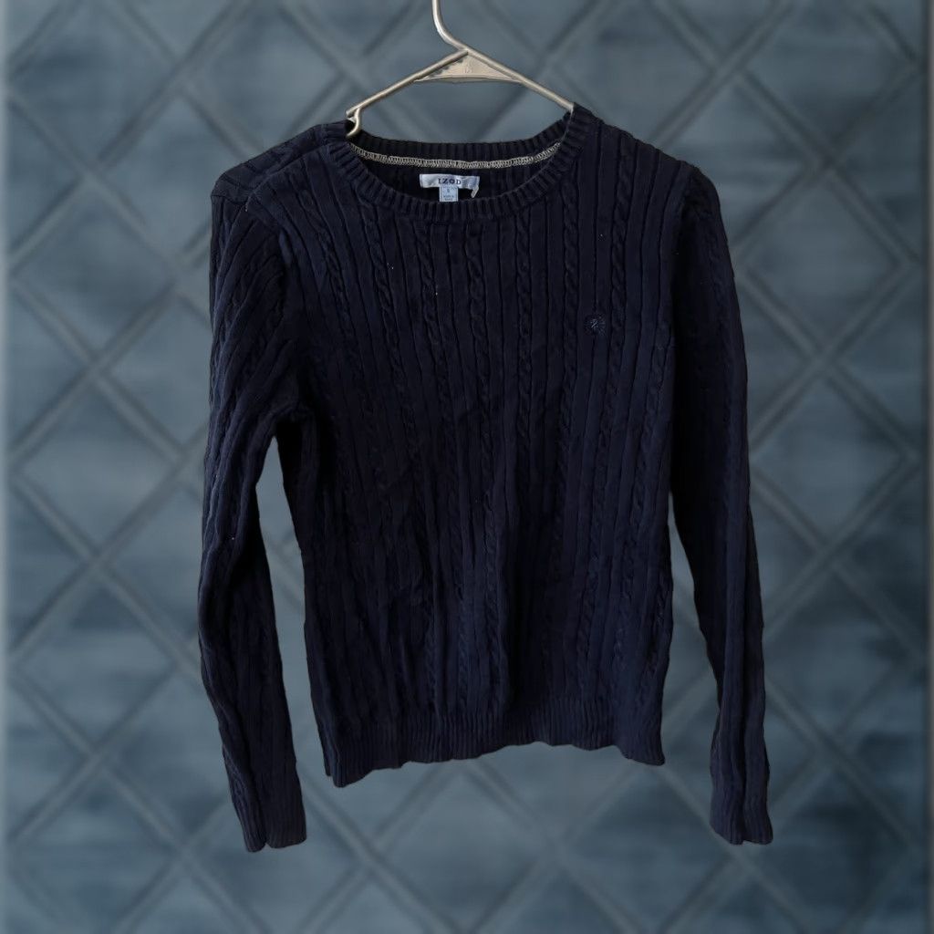 Izod VINTAGE Izod 100% Cotton Women’s Small Navy Blue Cable-Knit Crew Neck Sweater Size S / US 4 / IT 40 - 1 Thumbnail
