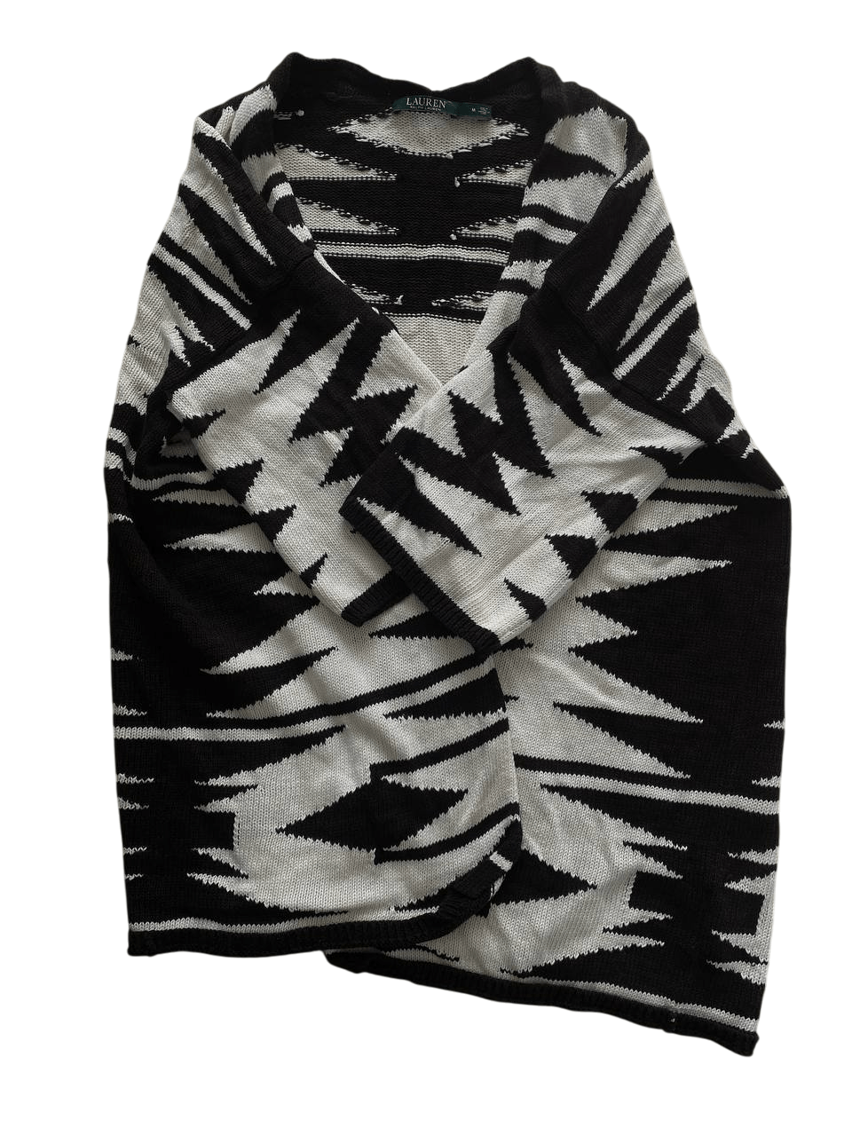 Lauren Ralph Lauren auren RL Cotton Linen Aztec Open Front Cardigan Size M / US 6-8 / IT 42-44 - 1 Thumbnail