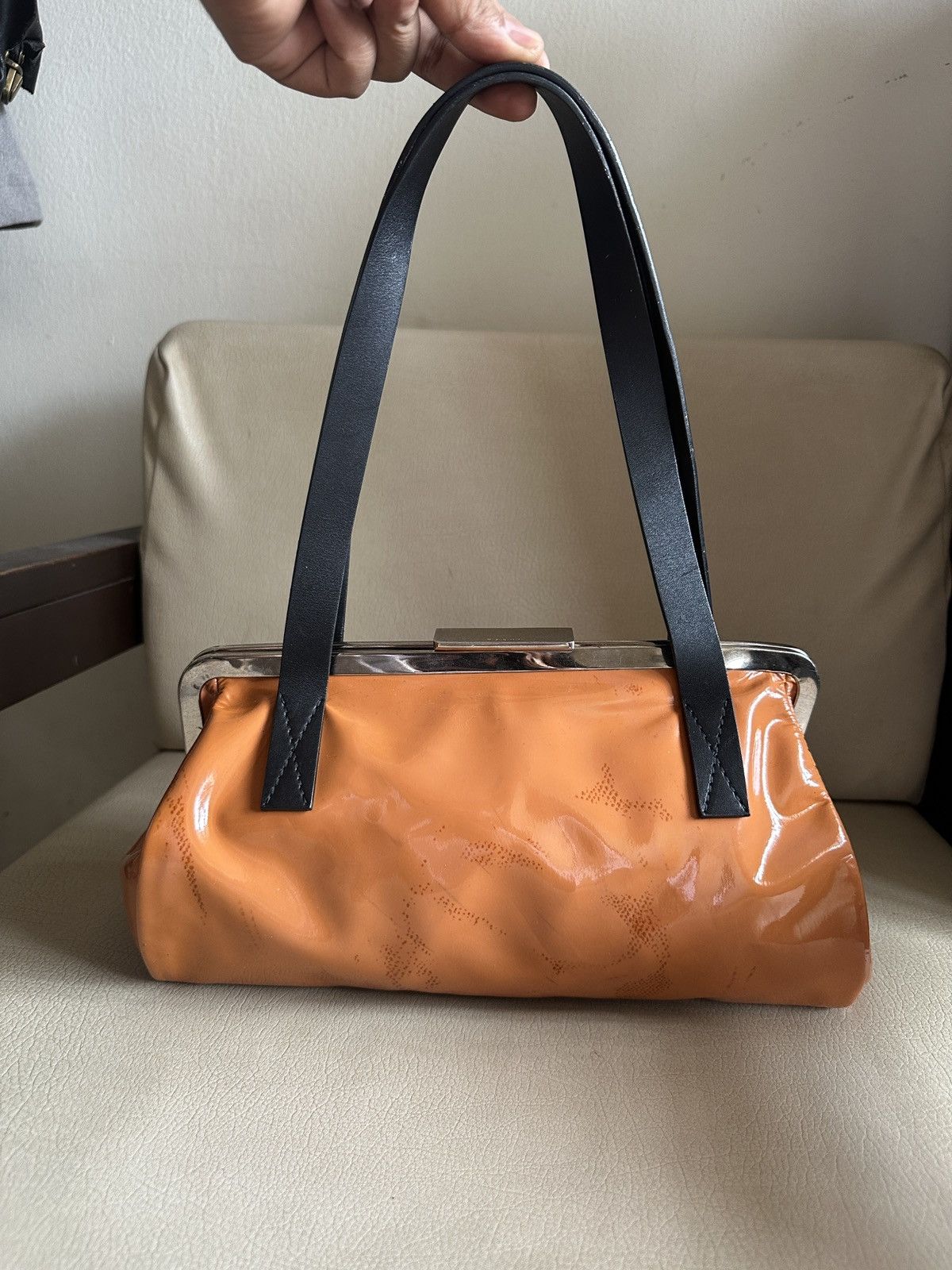 Marni Vinyl Leather Shoulder Bag in Orange, Women's