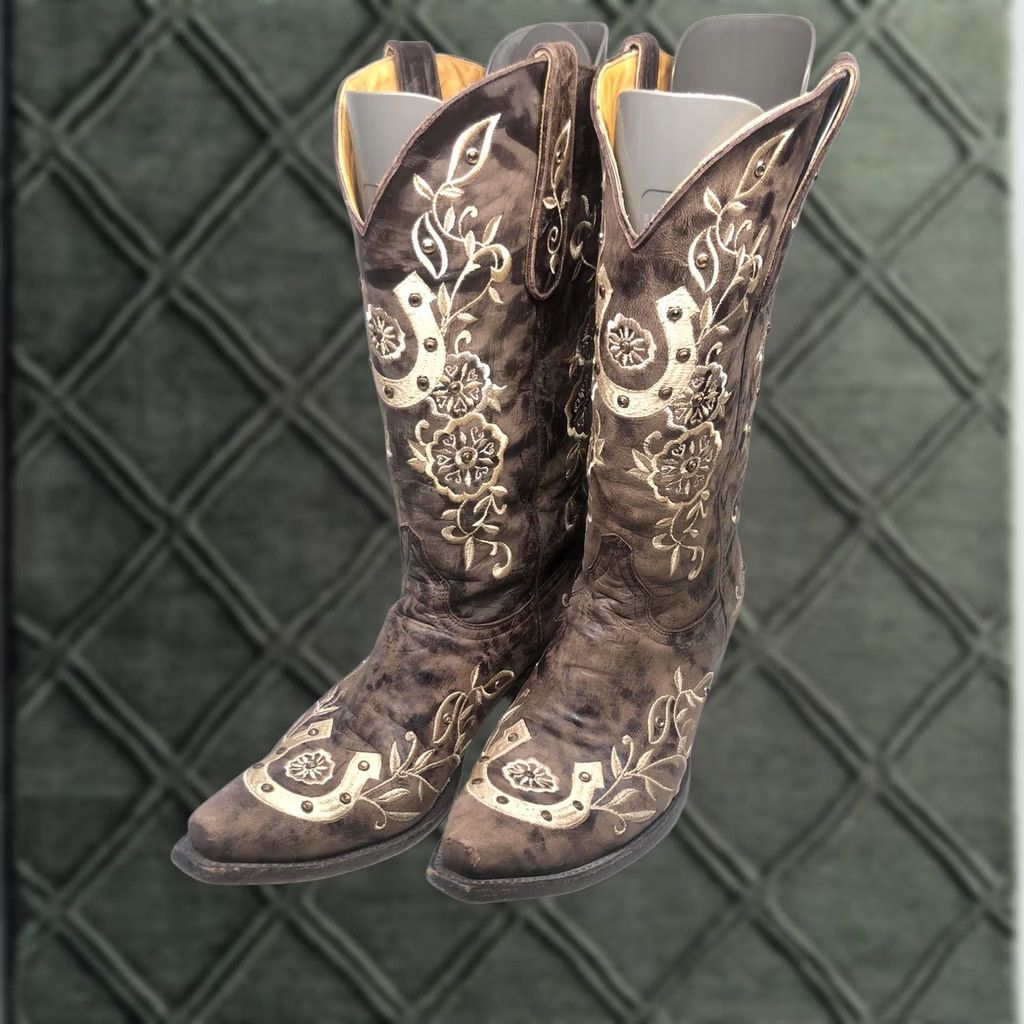 Old Gringo Old Gringo Lucky Horseshoe Cowgirl Boots Women’s 9.5 Chocolate Brown Snip Toe Size US 10 / IT 40 - 1 Thumbnail