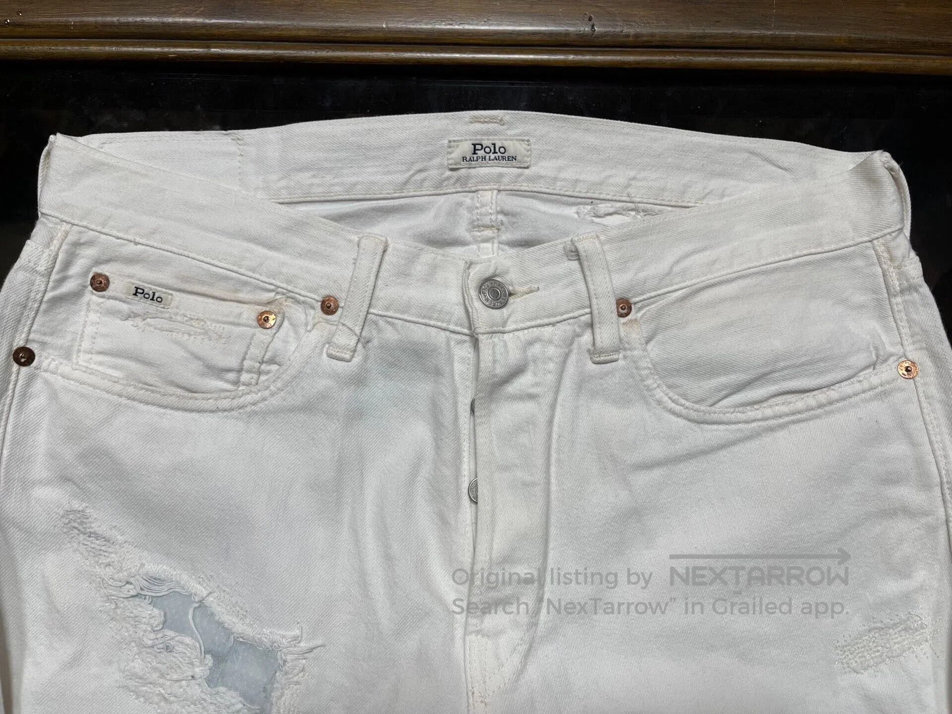 RRL Ralph Lauren white distressed patch denim pants. Size US 33 - 3 Thumbnail