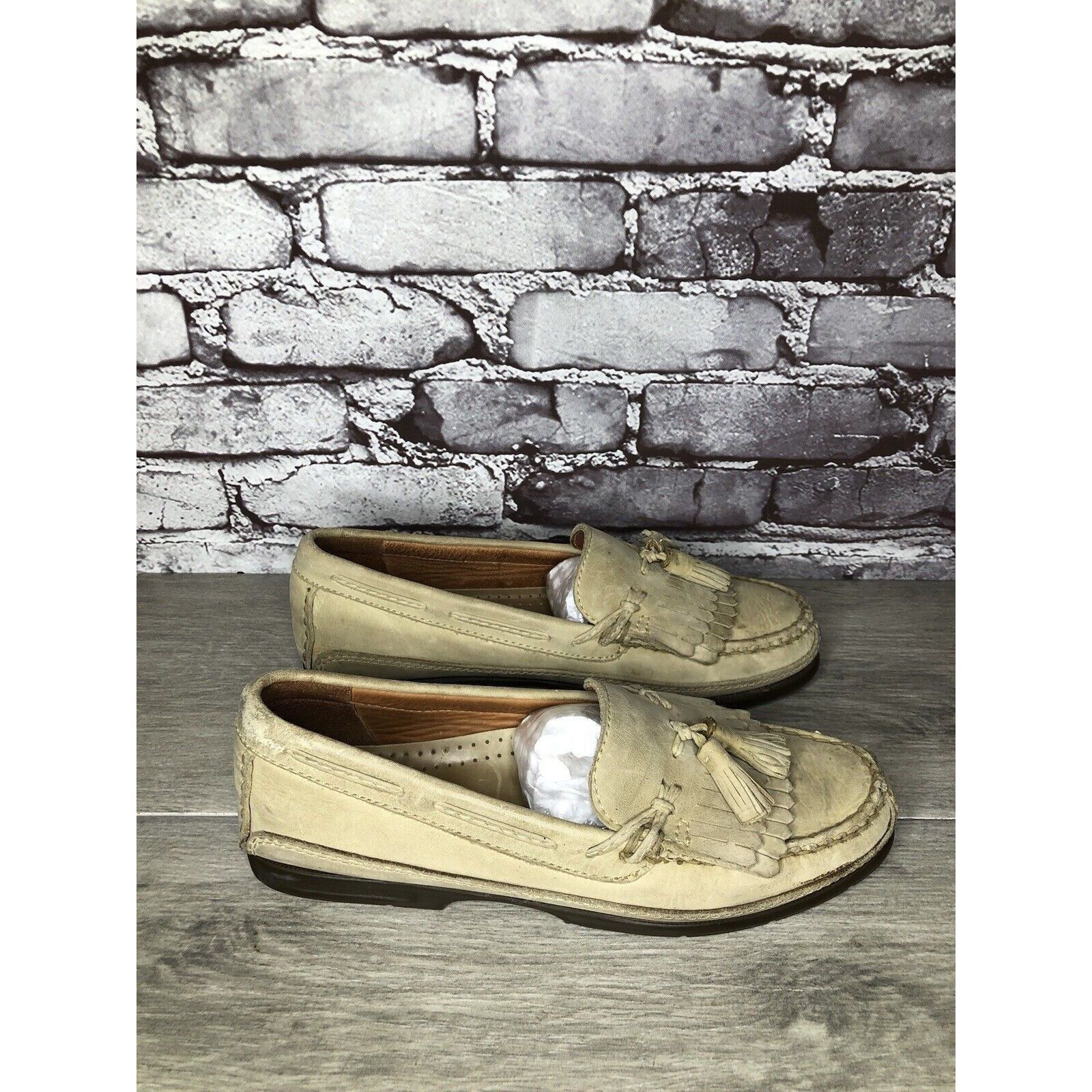 Johnston & Murphy Johnston Murphy Passport Beige Leather Tassel Kiltie Loafers Size US 8.5 / EU 41-42 - 3 Thumbnail
