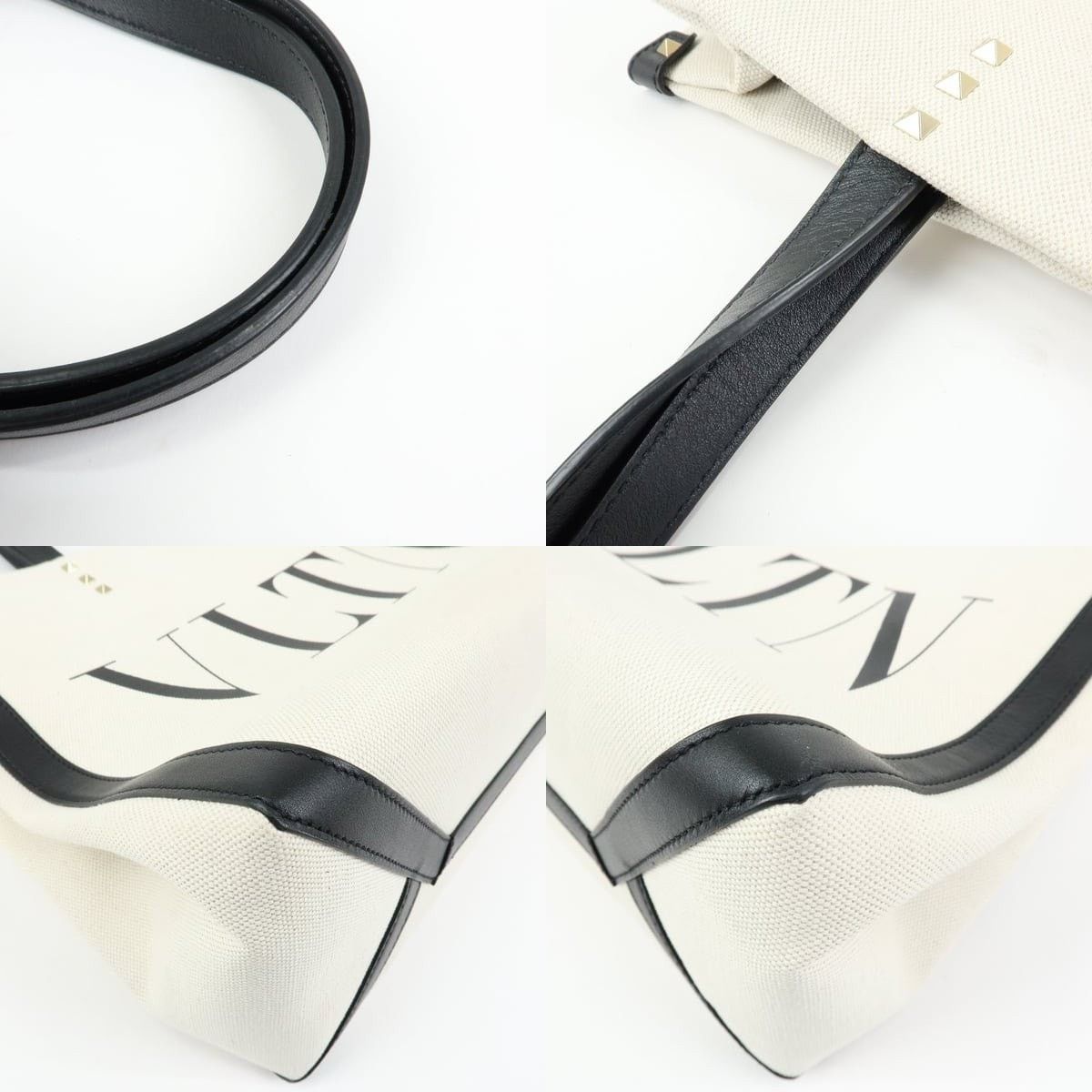 Valentino Valentino Rockstud VLTN Canvas Tote White Size ONE SIZE - 4 Thumbnail