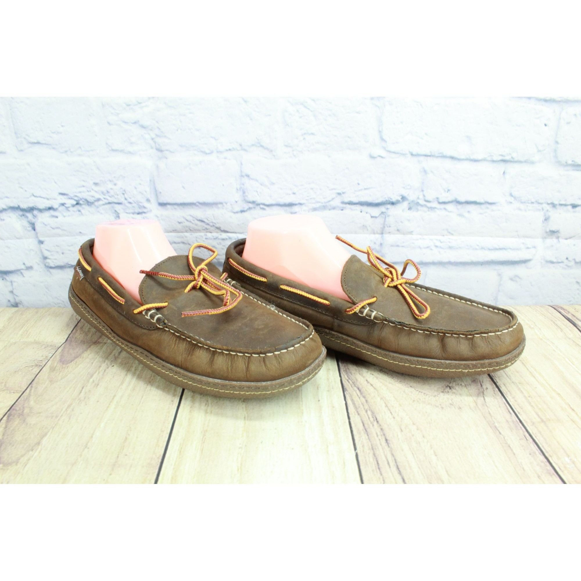 L.L. Bean × Leather LL Bean Flannel Lined Handsewn Moccasin Slippers Size US 10 / EU 43 - 3 Thumbnail