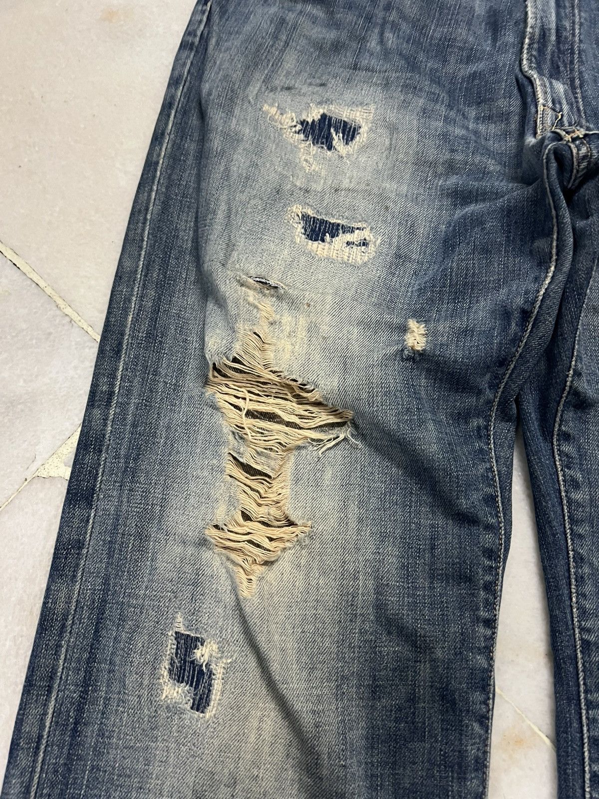 Japanese Brand 💥Flare💥Vintage Abercrombie & Fitch Distress Ripped Jean Size US 32 / EU 48 - 6 Thumbnail