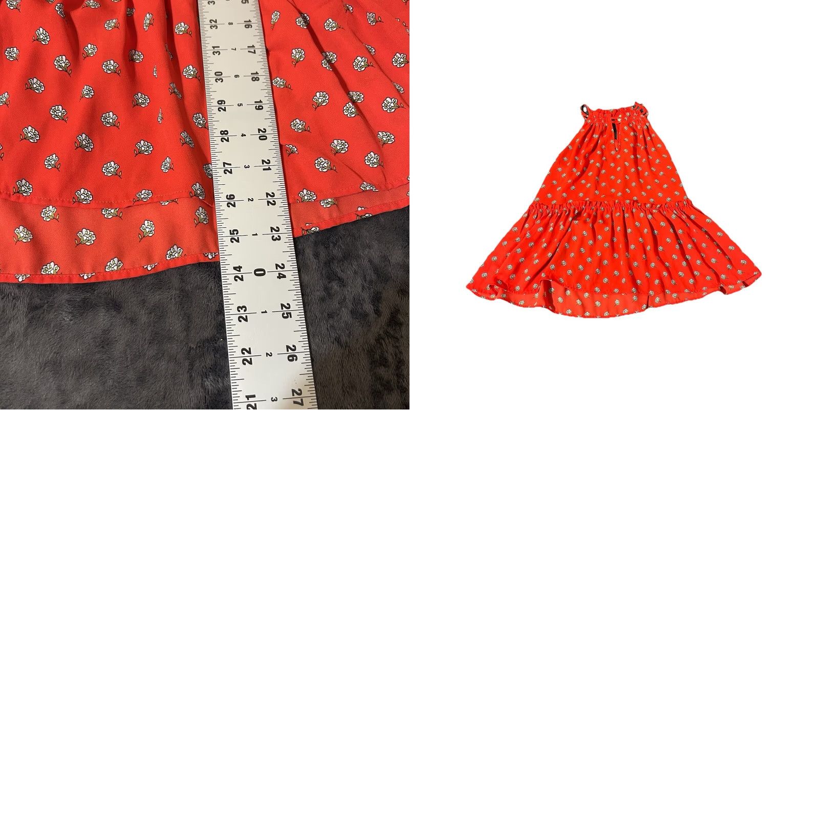 Loft VINTAGE LOFT Peplum Halter Top Blouse XS Red Floral Sleeveless Keyholes Poly Size XS / US 0-2 / IT 36-38 - 10 Thumbnail