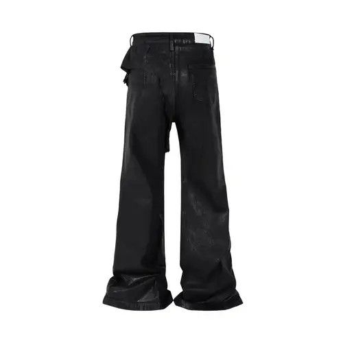 VIBE Streetwear Wax Leather Stretch Hombre Baggy Flare Pants Size US 30 / EU 46 - 2 Thumbnail