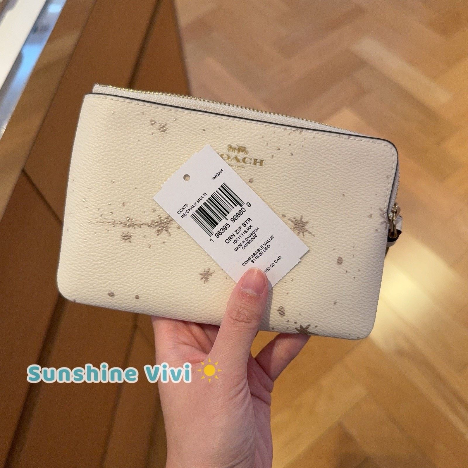 Coach NWT COACH Corner Zip Wristlet Star Print CCK76 Silver Chalk Size ONE SIZE - 6 Thumbnail