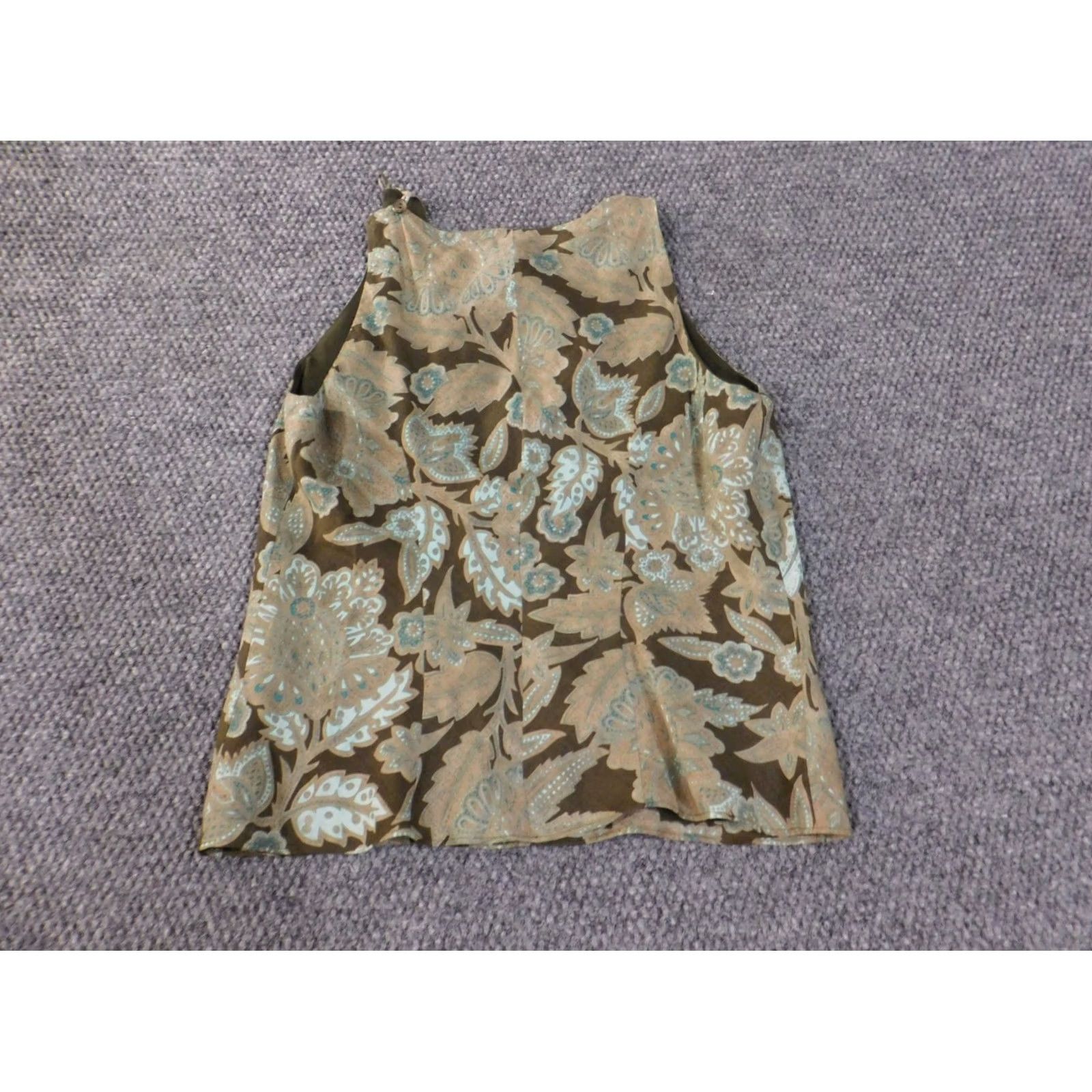 Ann Taylor Loft Blouse Women's Sleeveless Green Floral Ramie Lined Round Neck Casual Size 6 Regular Size M / US 6-8 / IT 42-44 - 6 Thumbnail
