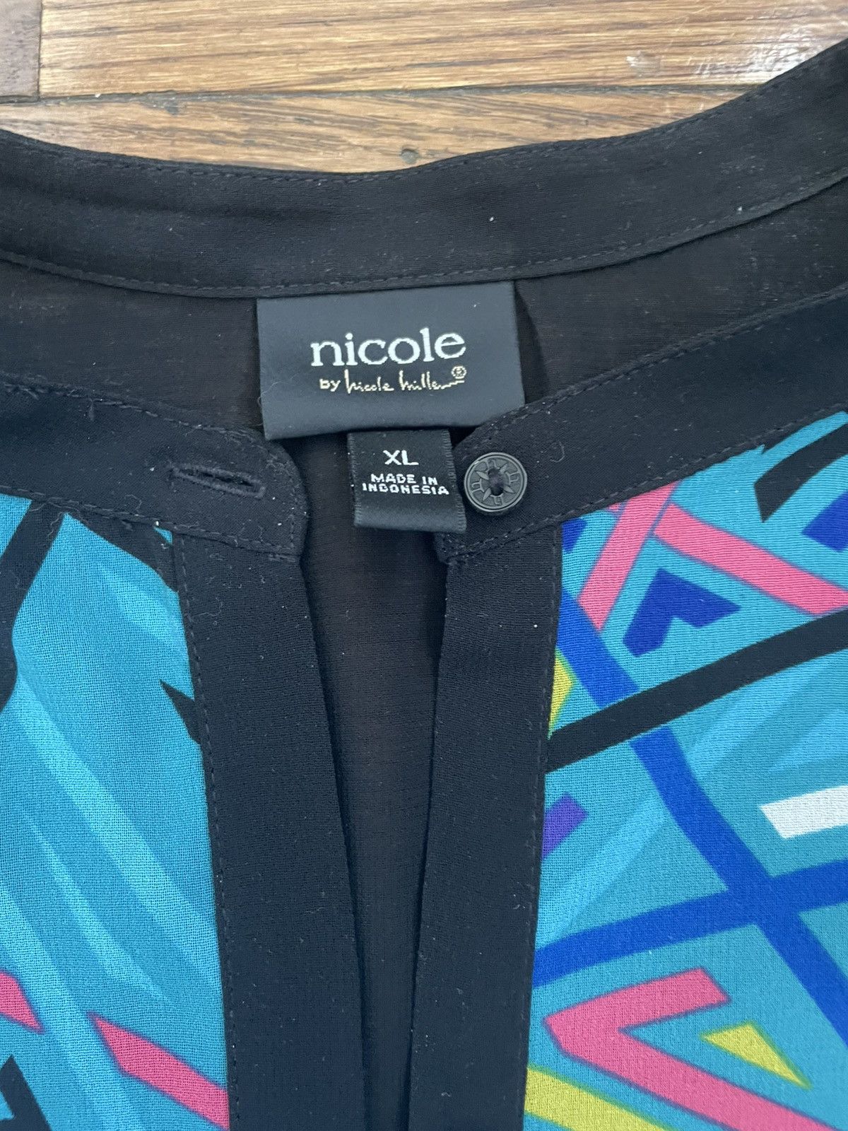 Nicole Miller Nicole Miller black and multi-colored sheer blouse Size XL / US 12-14 / IT 48-50 - 3 Thumbnail