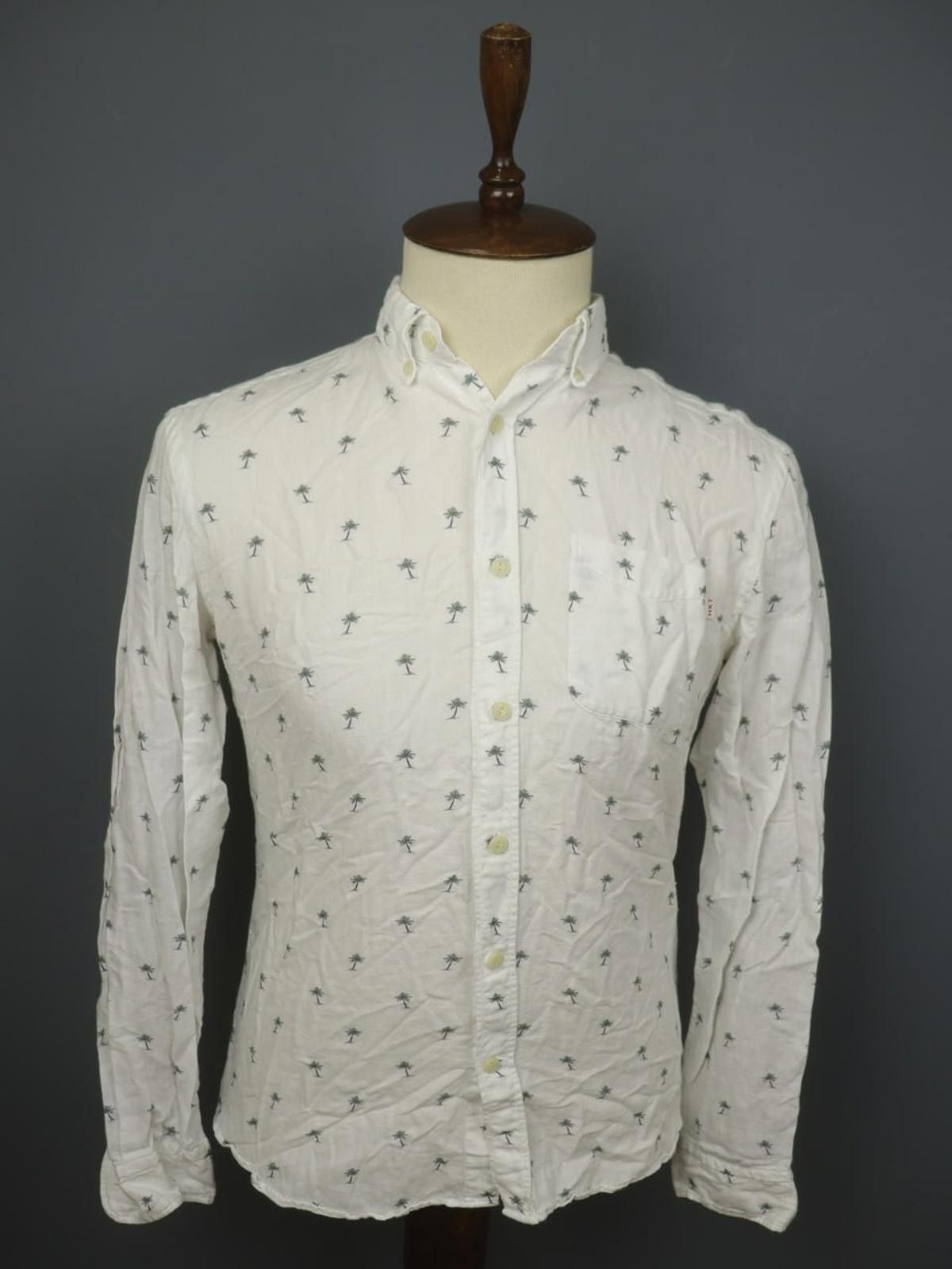 Designer Hackett London White Palm Tree Button-Up Shirt Size S Size US S / EU 44-46 / 1 - 1 Thumbnail