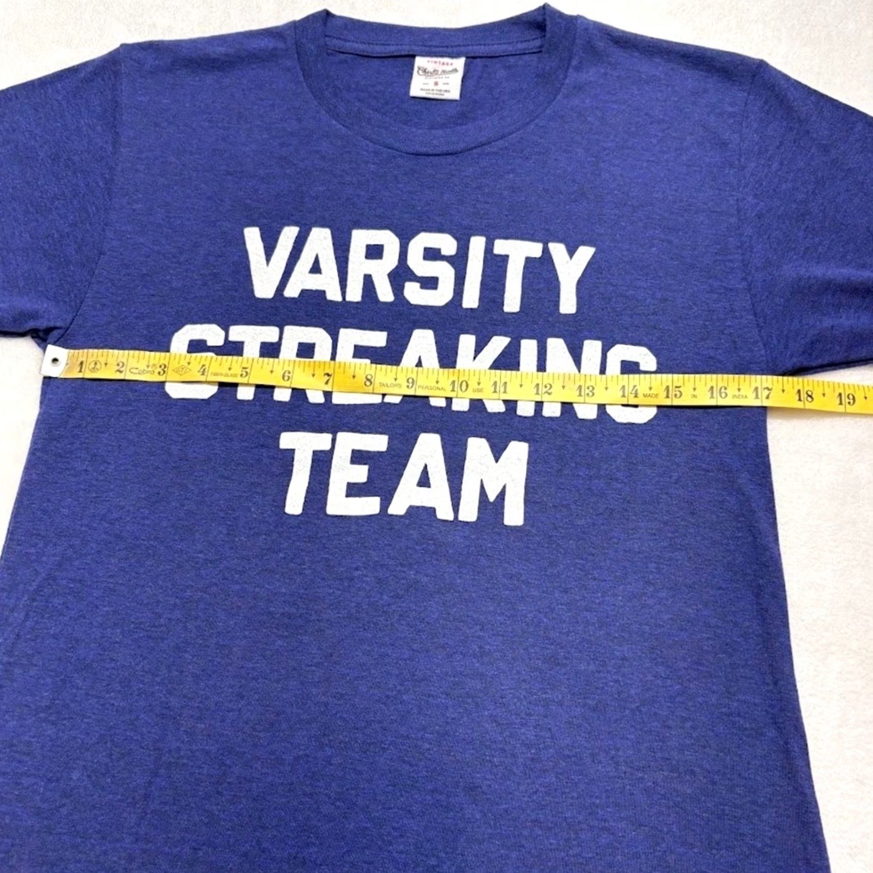 Vintage Charlie Hustle Varsity Streaking Team T Shirt S Blue Mens Busy Blue Varsity Streaking Team Shirt Vintage Graphic Tee Size US S / EU 44-46 / 1 - 7 Thumbnail