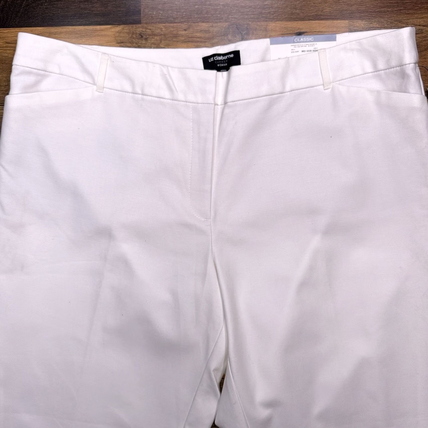 Liz Claiborne Liz Claiborne Emma Classic Slim Leg Pants Womens 18W White High Rise Career New Size 40" / US 18 - 2 Thumbnail