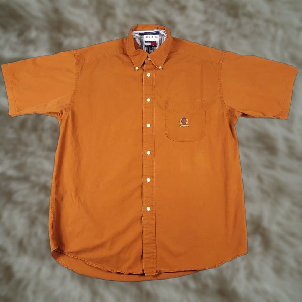 Tommy Hilfiger Tommy Hilfiger Shirt Mens Medium Orange Button-Up Short Sleeve Casual Button-Front Classic Modern Classic Mens M Orange Shirt Size US M / EU 48-50 / 2 - 1 Thumbnail