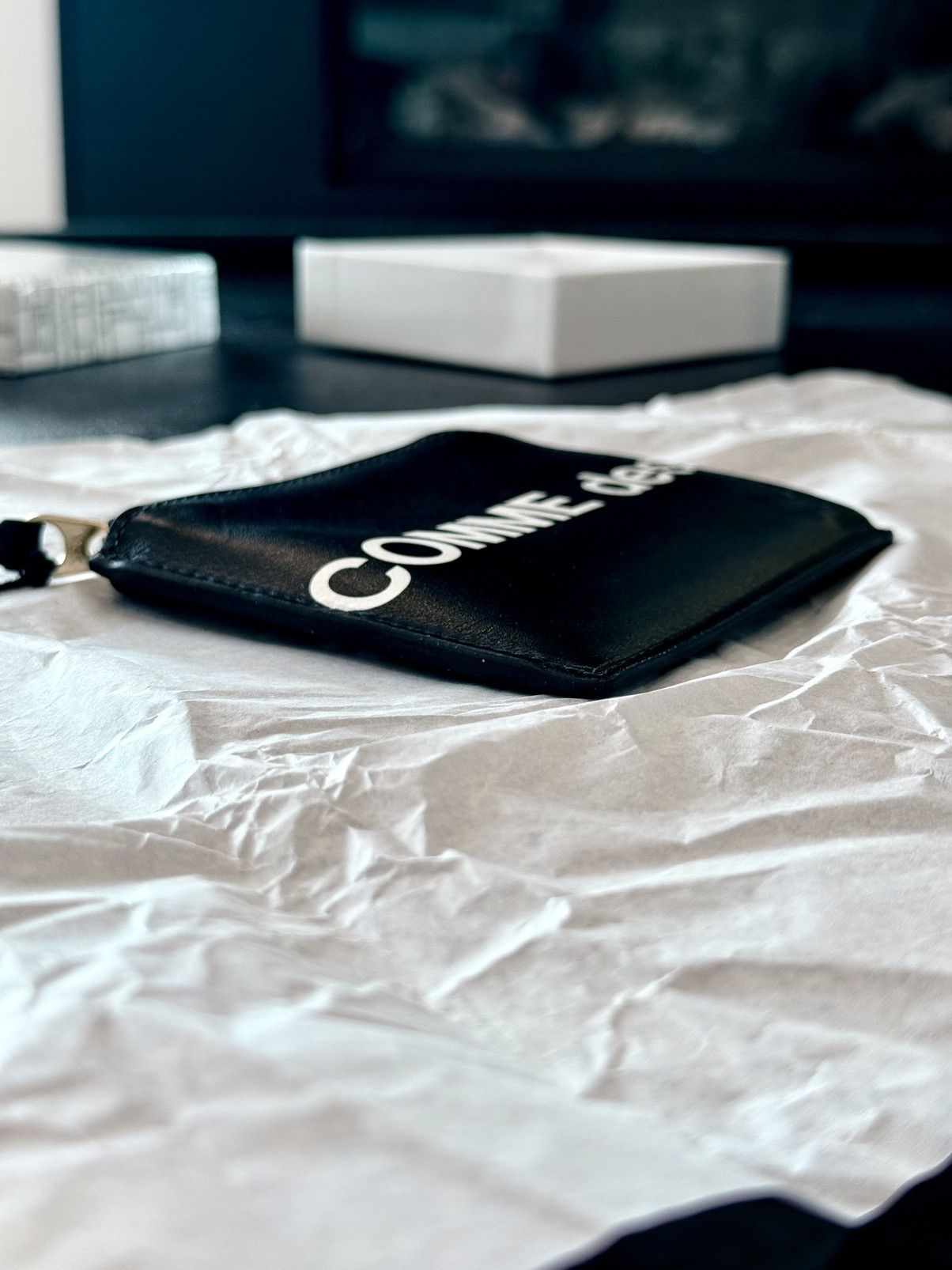 Comme des Garcons × Comme des Garcons Homme × Comme des Garcons Homme Plus New CDG Black Leather Wallet with Huge Logo Slim Corner Zip Size ONE SIZE - 7 Thumbnail