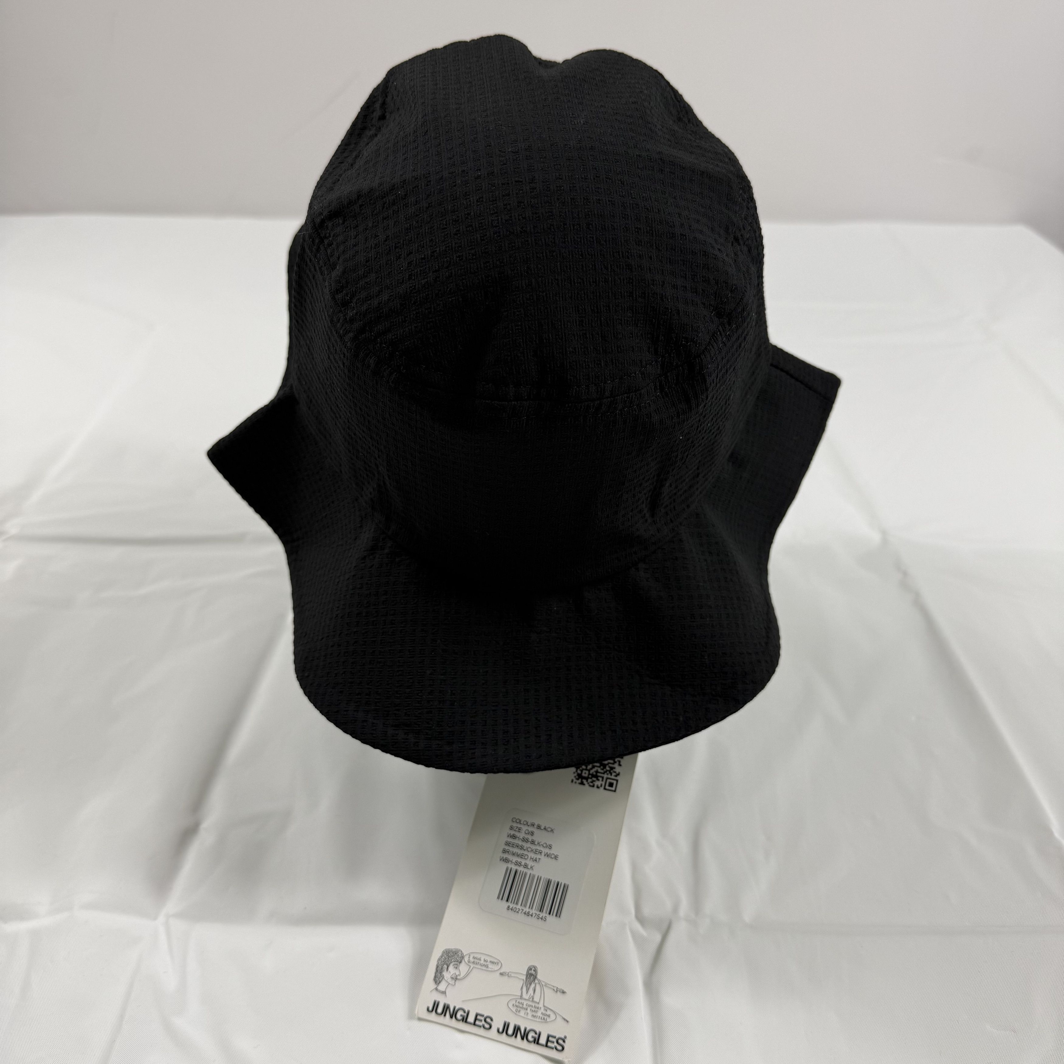 Jungles Jungles Jungles Seersucker Wide Brimmed Hat Black Logo O/S Size ONE SIZE - 4 Thumbnail