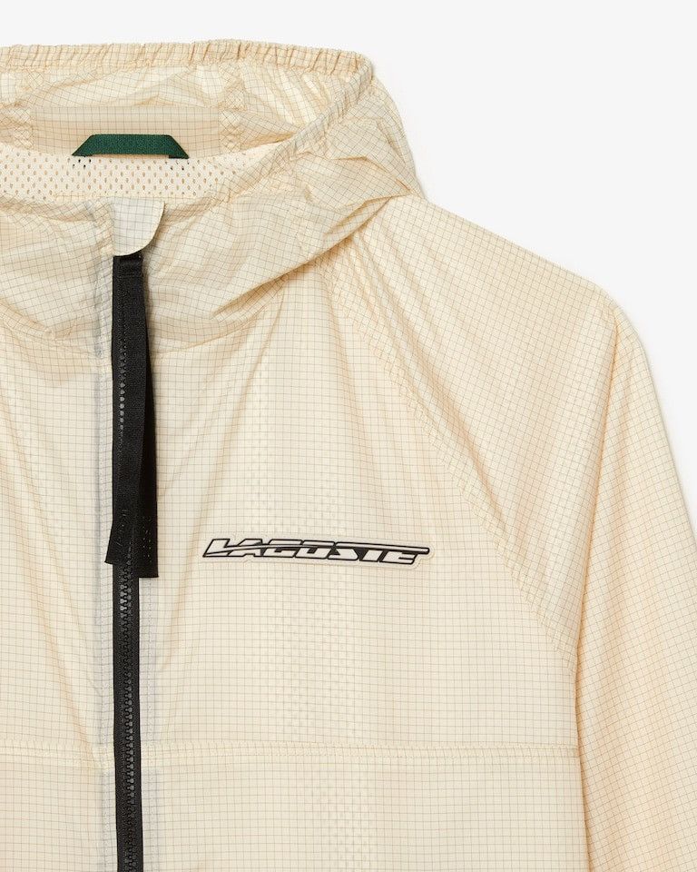 Lacoste 🧥 Lacoste Lightweight Windbreaker Jacket – Cream Grid Size M Size US M / EU 48-50 / 2 - 4 Thumbnail
