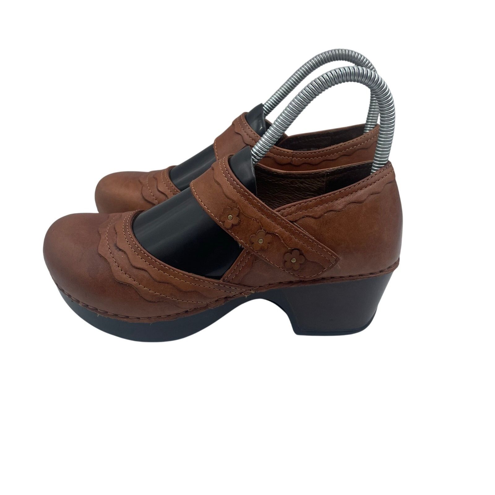 Dansko Harlow Mary Jane Shoes Clogs Leather Heels Brown 36, Women's