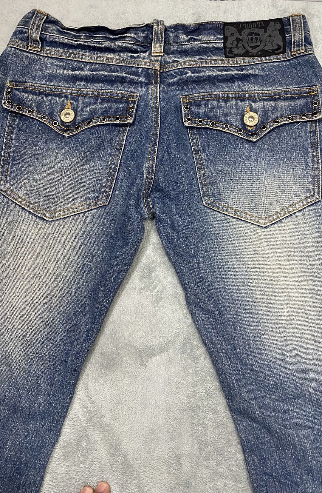 Japanese Brand × LOWBOX LOWBOX SNAKE POCKET Blue faded wash style loose jeans Size US 31 - 15 Thumbnail